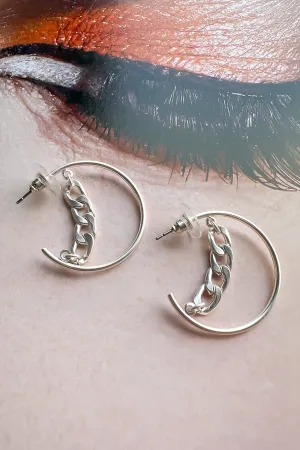 Linked Up Chain Detail Hoop Earrings