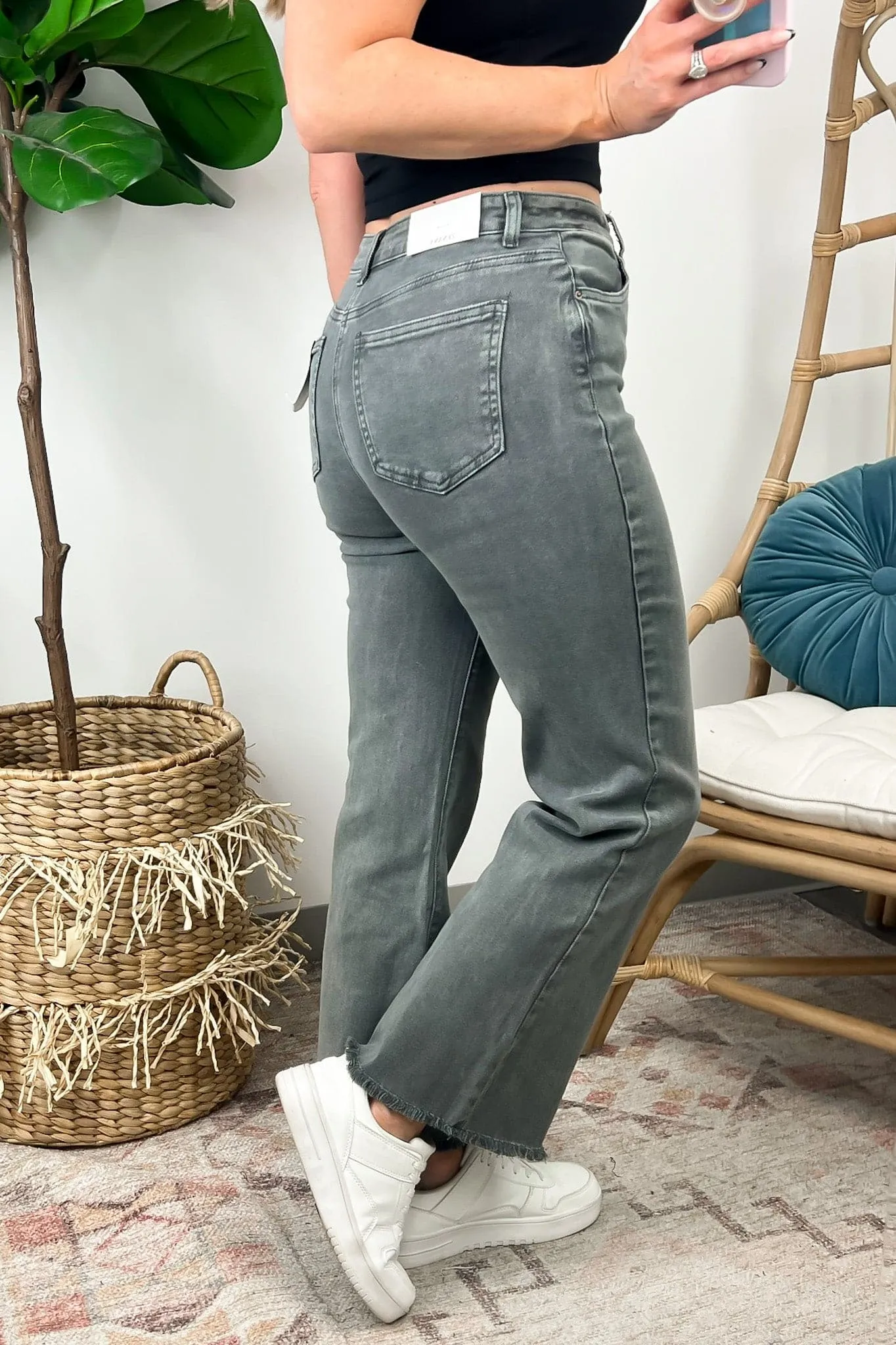 Liotah Acid Wash Frayed Hem Bootcut Jeans - FINAL SALE