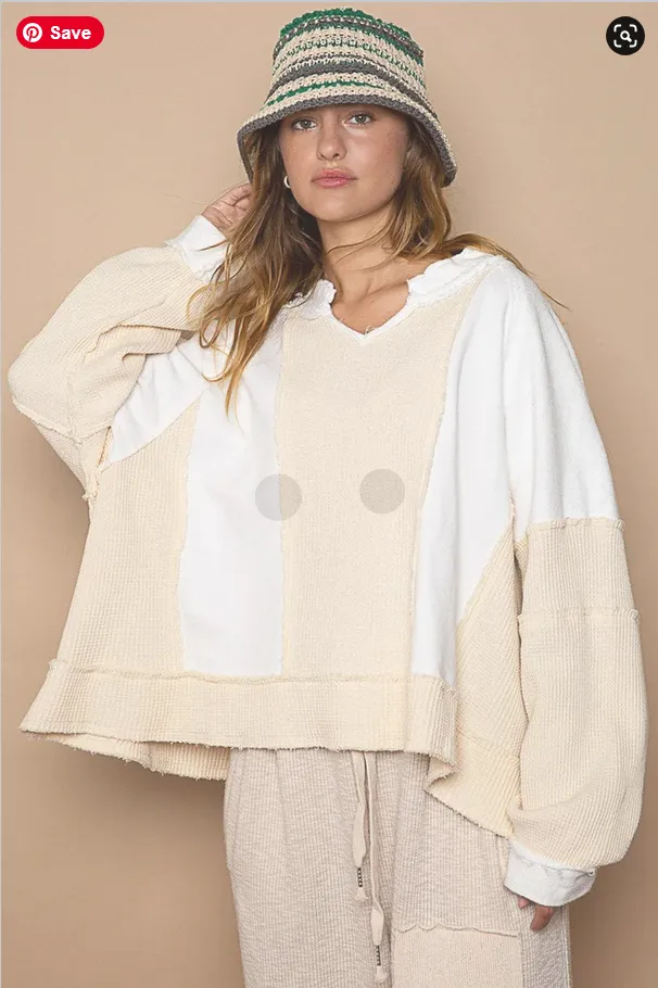 Lisette Notched Neck Contrast Knit Top - BACK IN STOCK