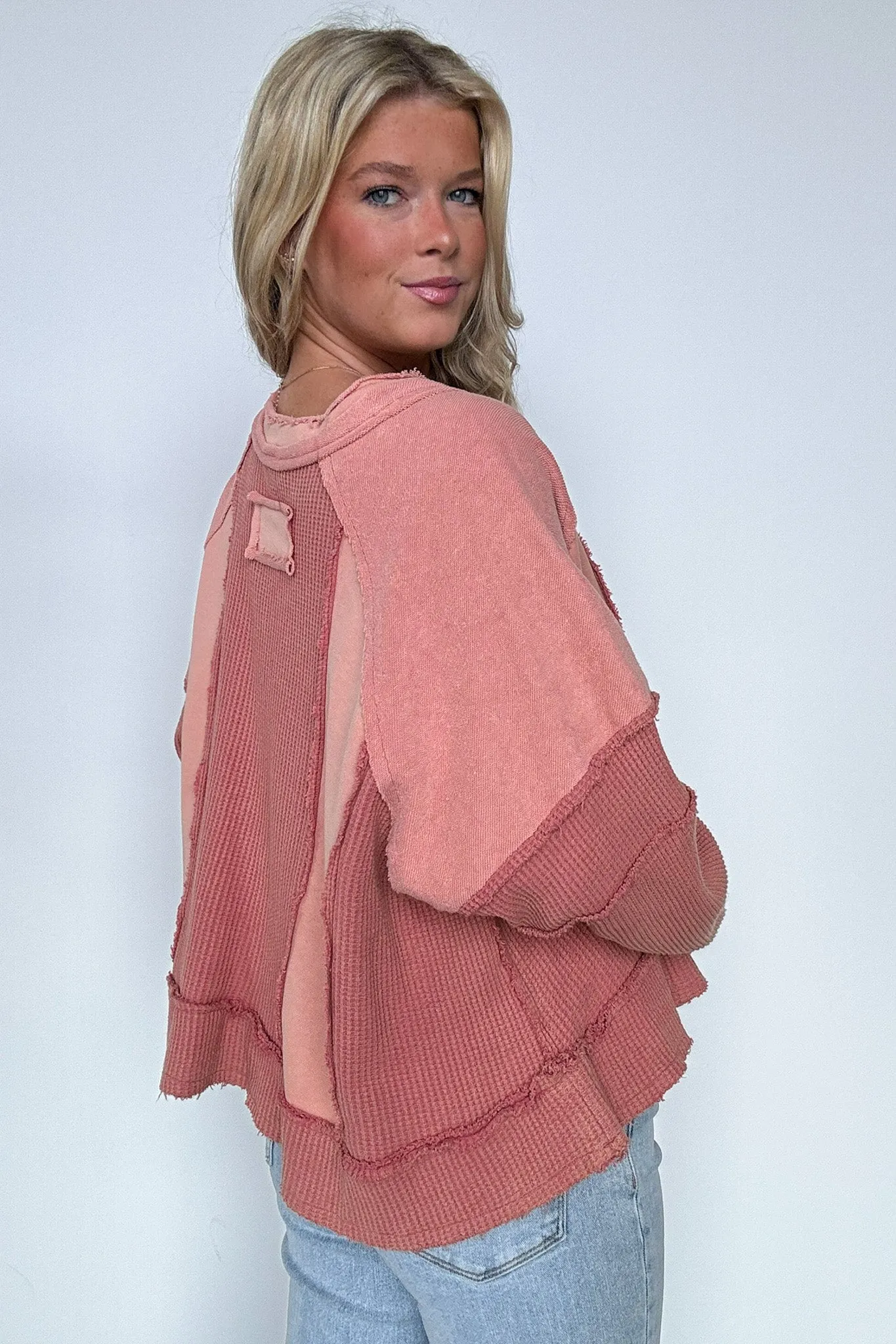 Lisette Notched Neck Contrast Knit Top - BACK IN STOCK