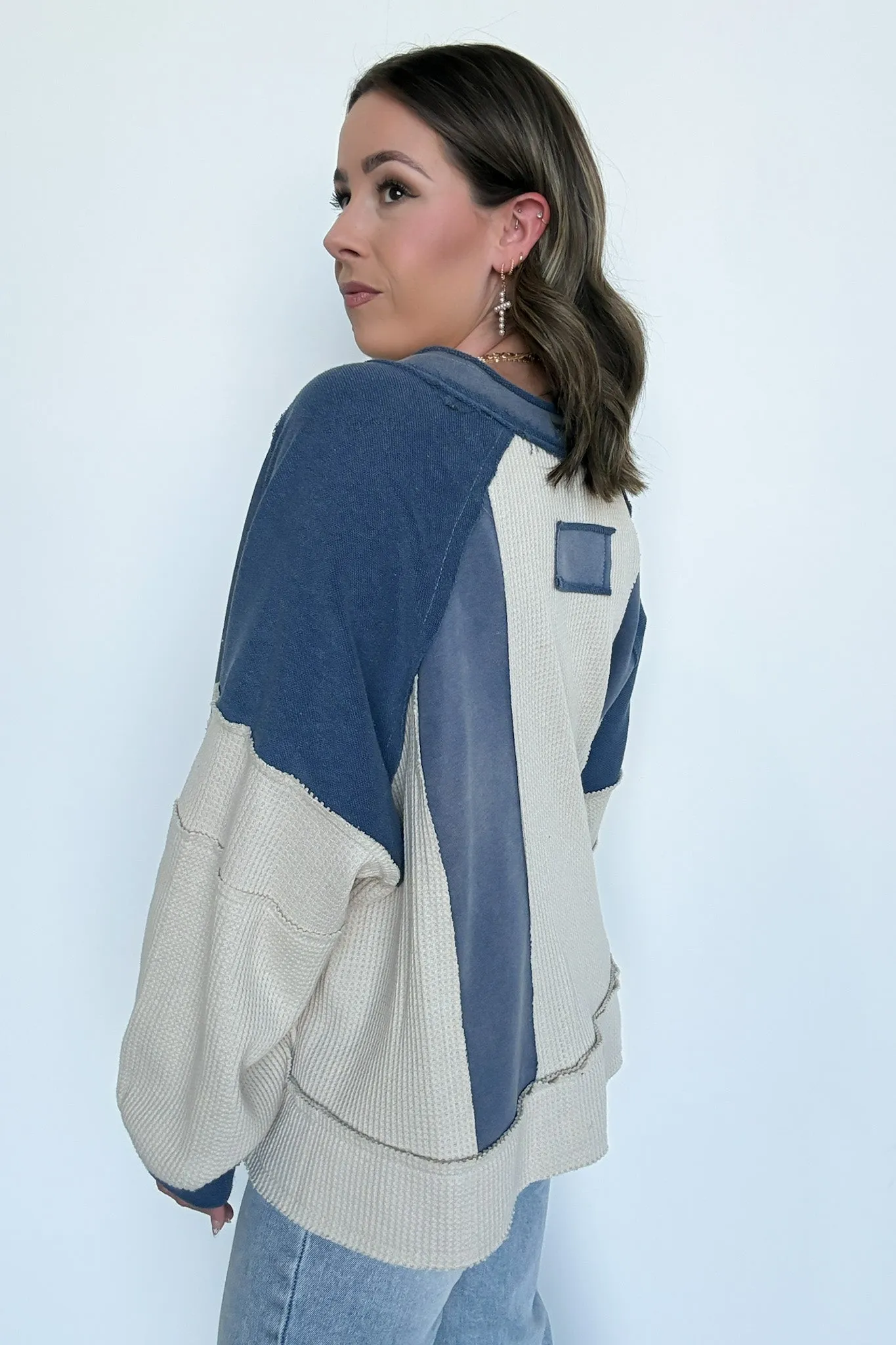 Lisette Notched Neck Contrast Knit Top - BACK IN STOCK