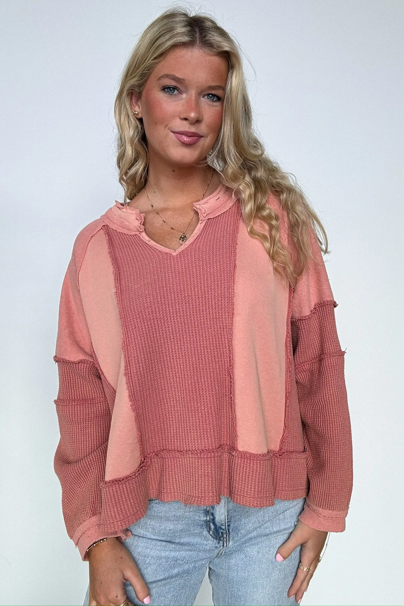 Lisette Notched Neck Contrast Knit Top - BACK IN STOCK