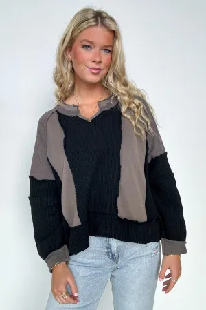 Lisette Notched Neck Contrast Knit Top - BACK IN STOCK