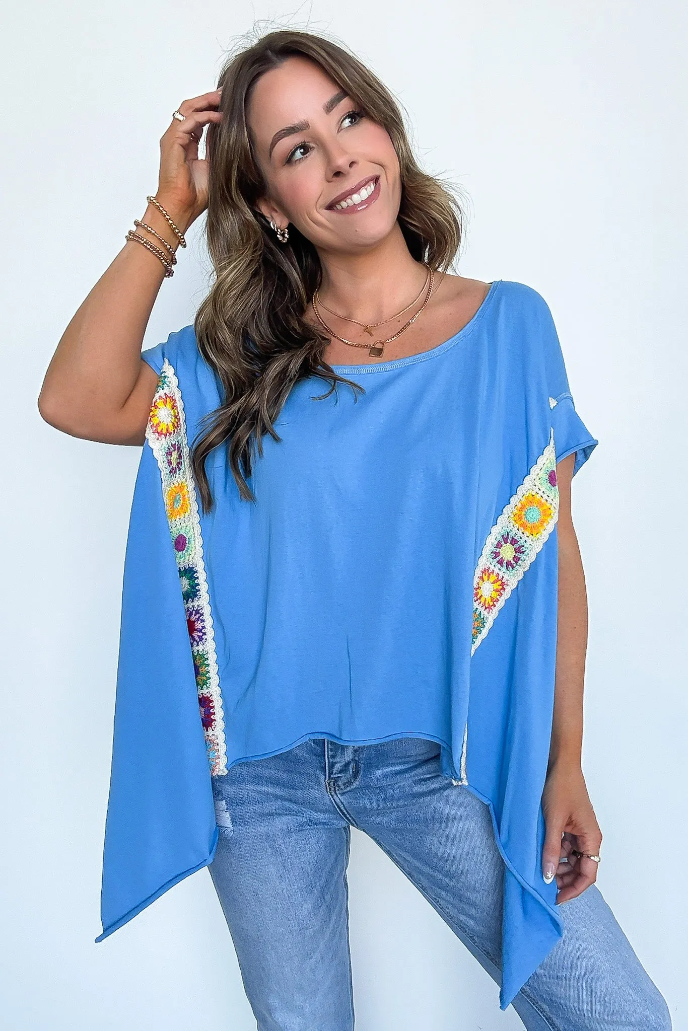 Liz Crochet Trim Batwing Top