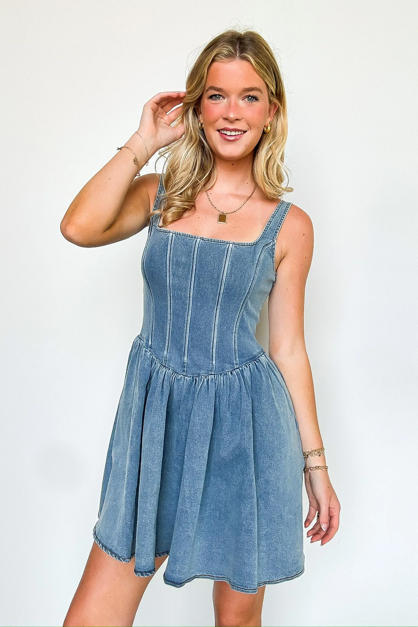 Loira Denim Corset Dress