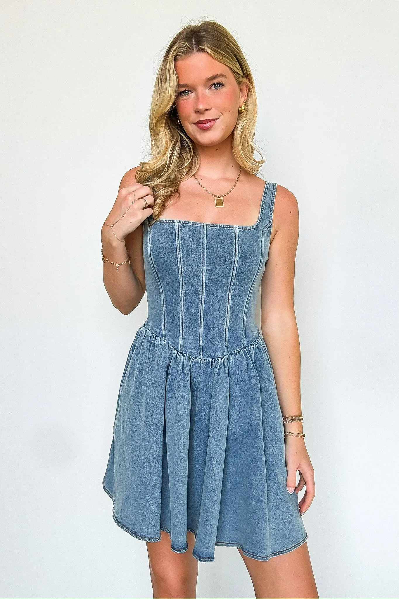 Loira Denim Corset Dress