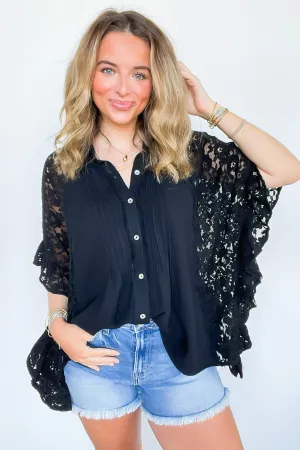 Love Interest Lace Button Down Top