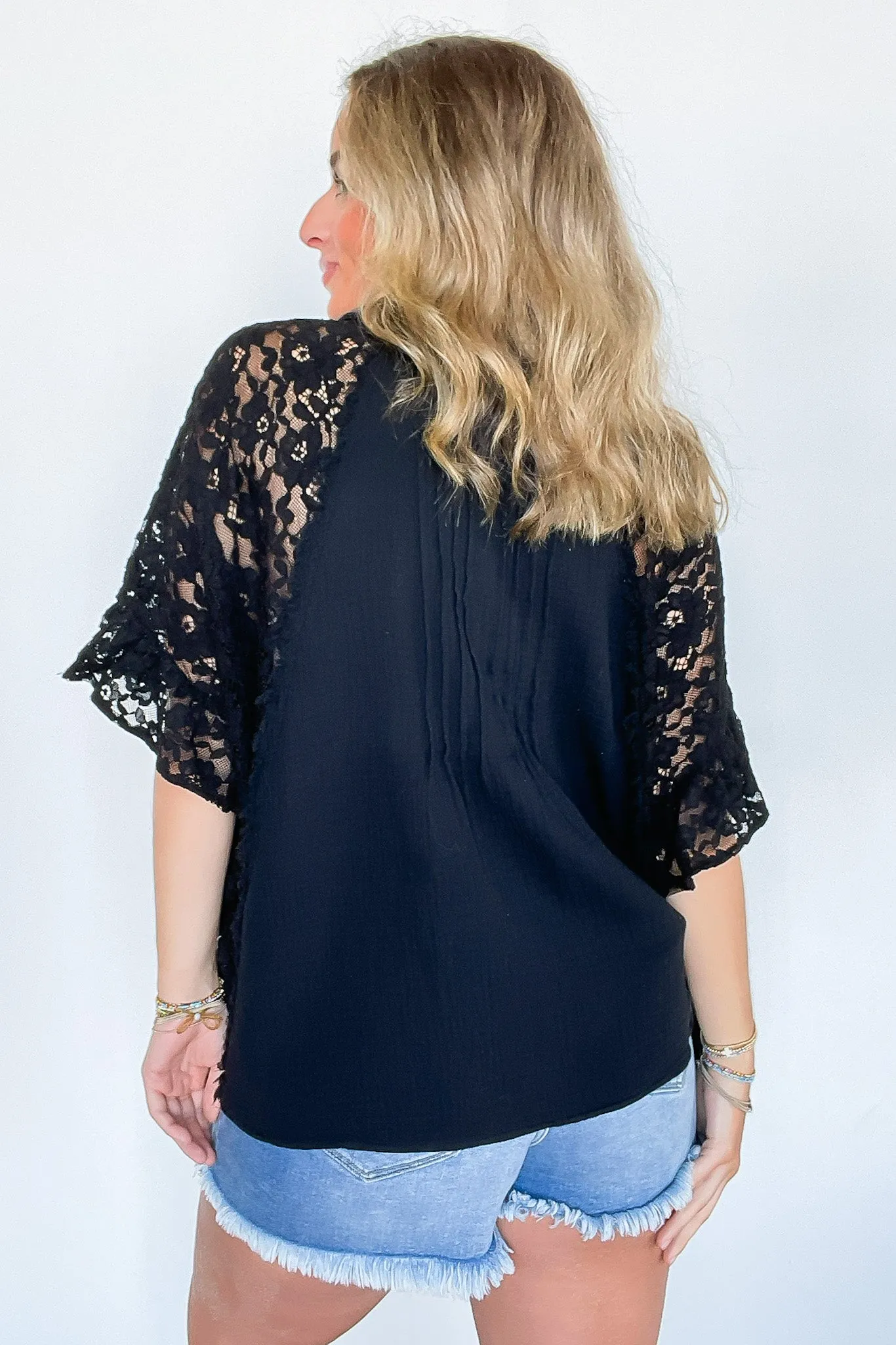 Love Interest Lace Button Down Top