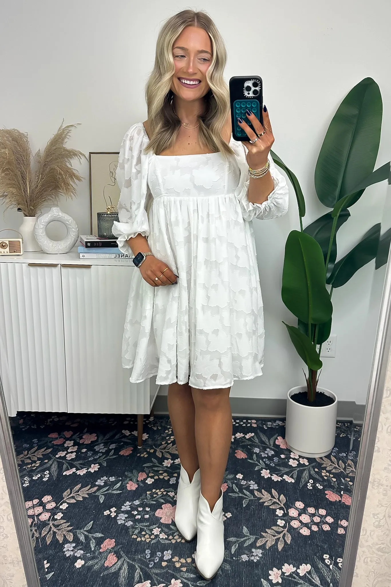 Lovely Outing Square Neck Puff Sleeve Floral Dress - FINAL SALE