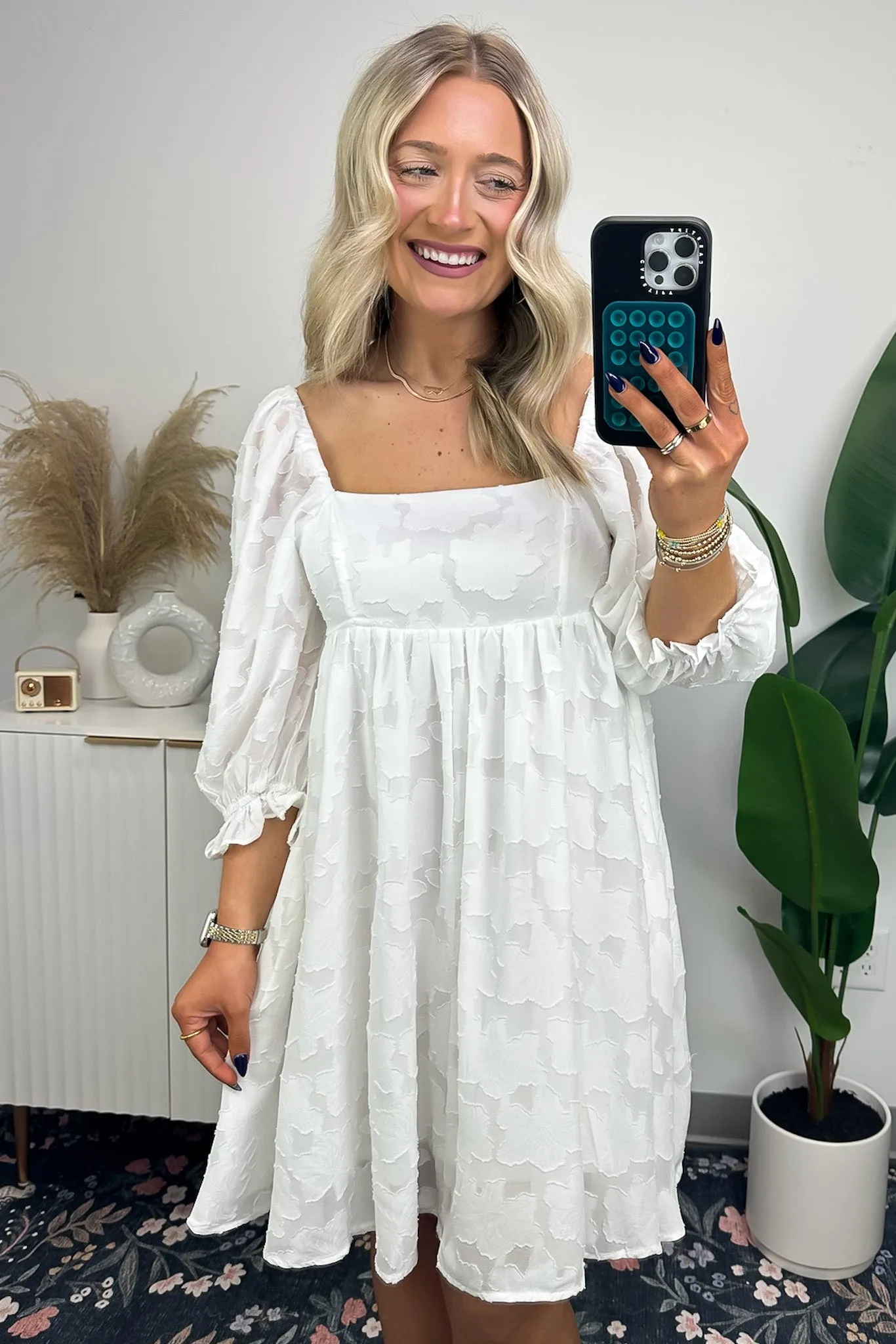 Lovely Outing Square Neck Puff Sleeve Floral Dress - FINAL SALE