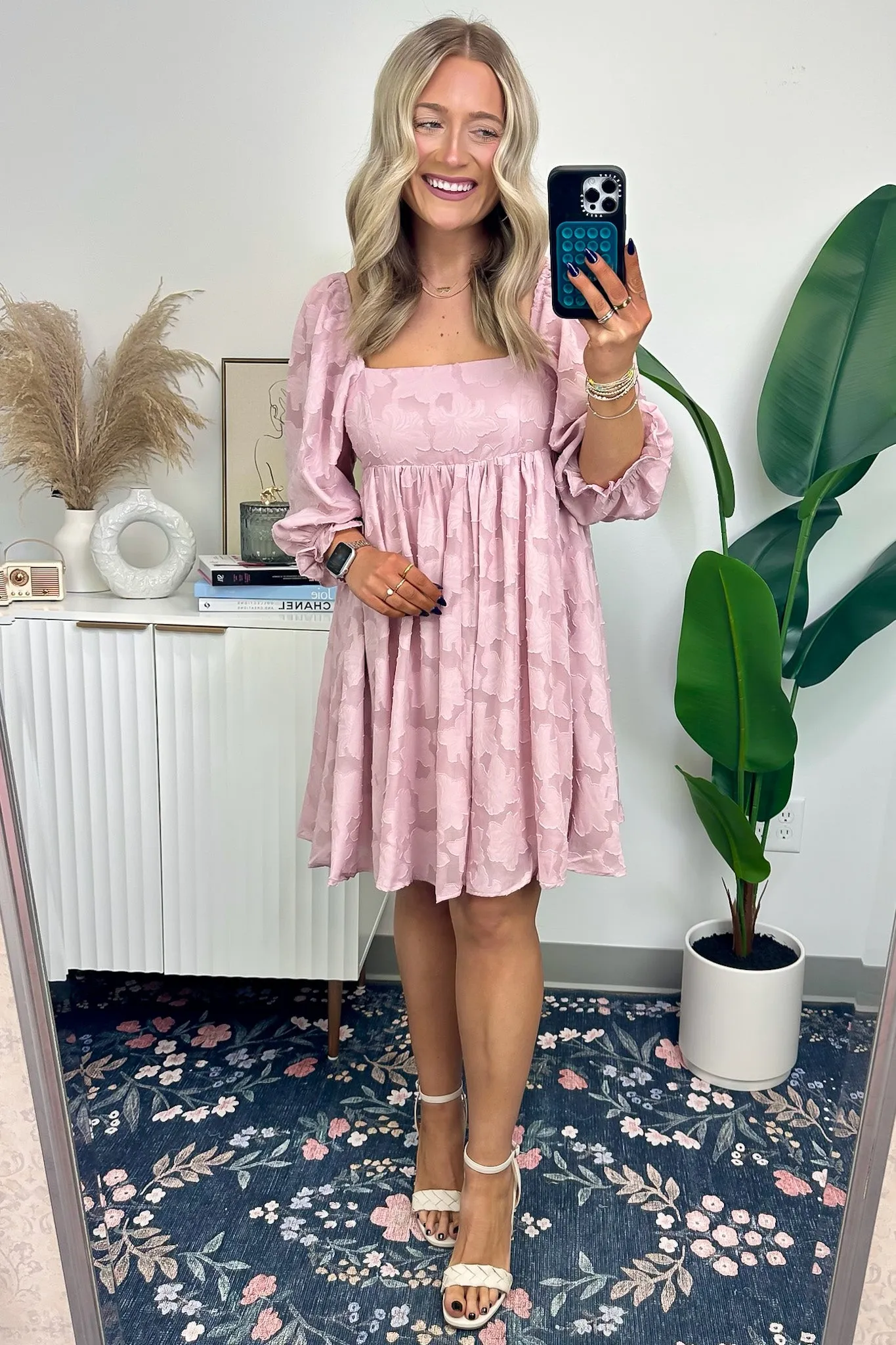 Lovely Outing Square Neck Puff Sleeve Floral Dress - FINAL SALE
