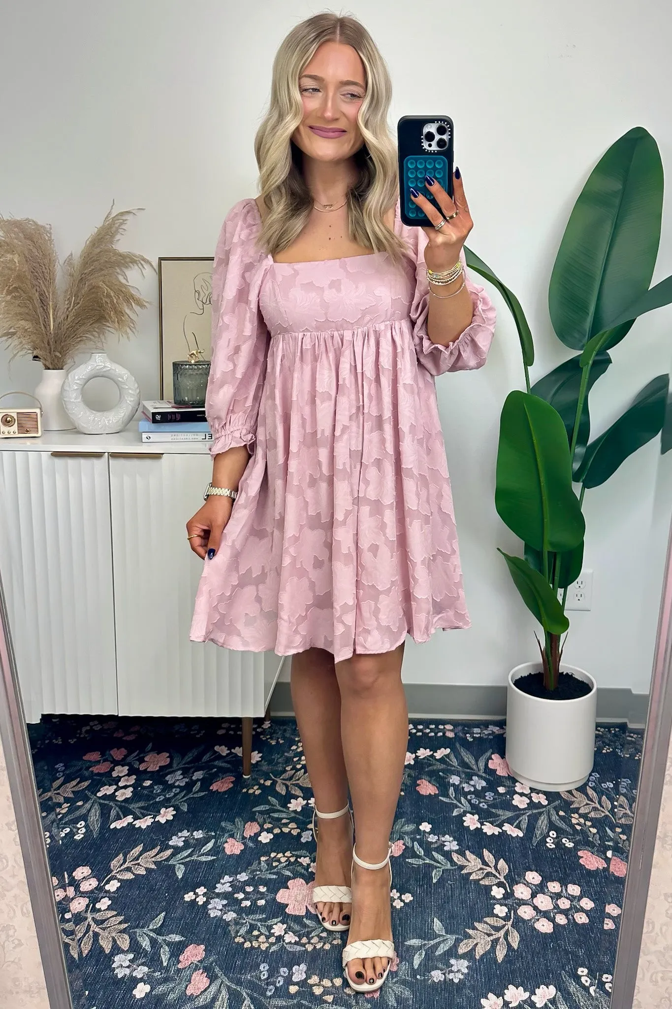 Lovely Outing Square Neck Puff Sleeve Floral Dress - FINAL SALE