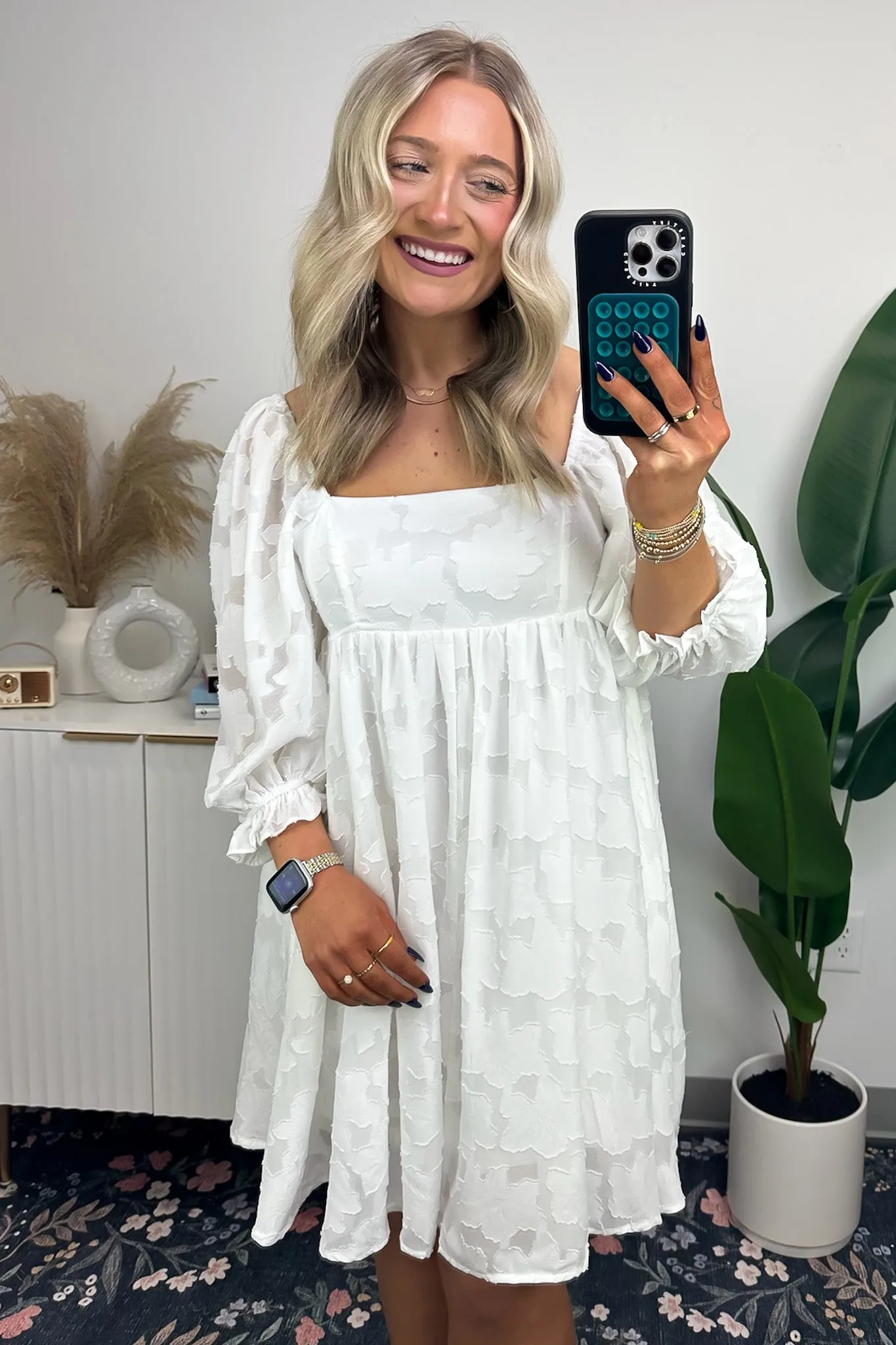 Lovely Outing Square Neck Puff Sleeve Floral Dress - FINAL SALE
