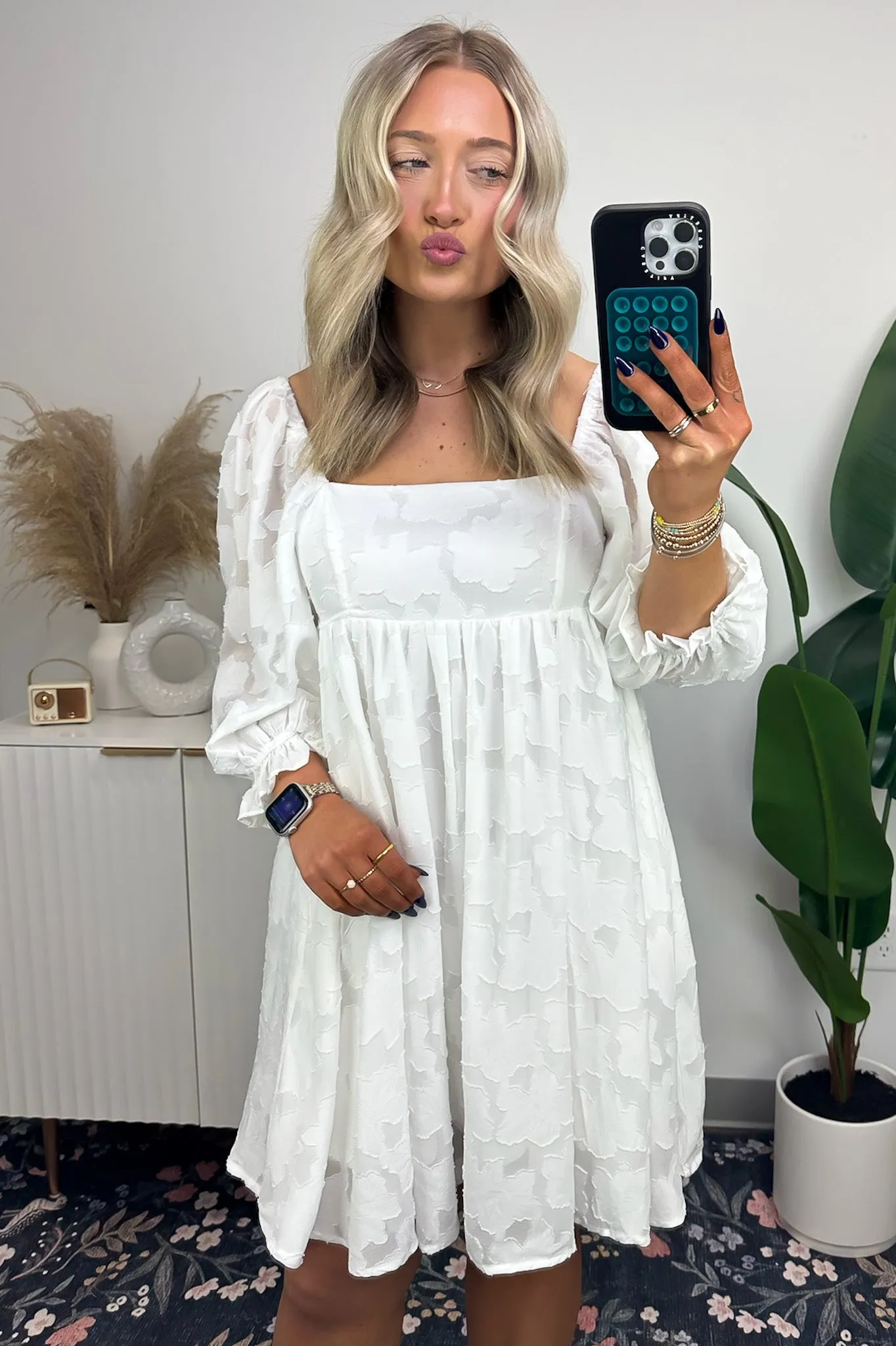 Lovely Outing Square Neck Puff Sleeve Floral Dress - FINAL SALE