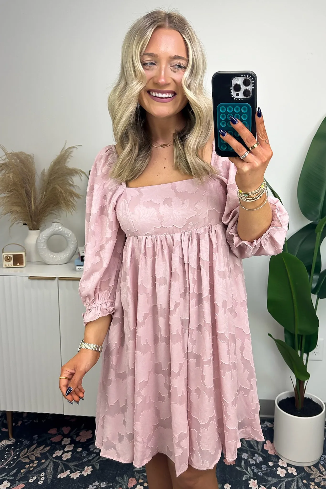 Lovely Outing Square Neck Puff Sleeve Floral Dress - FINAL SALE