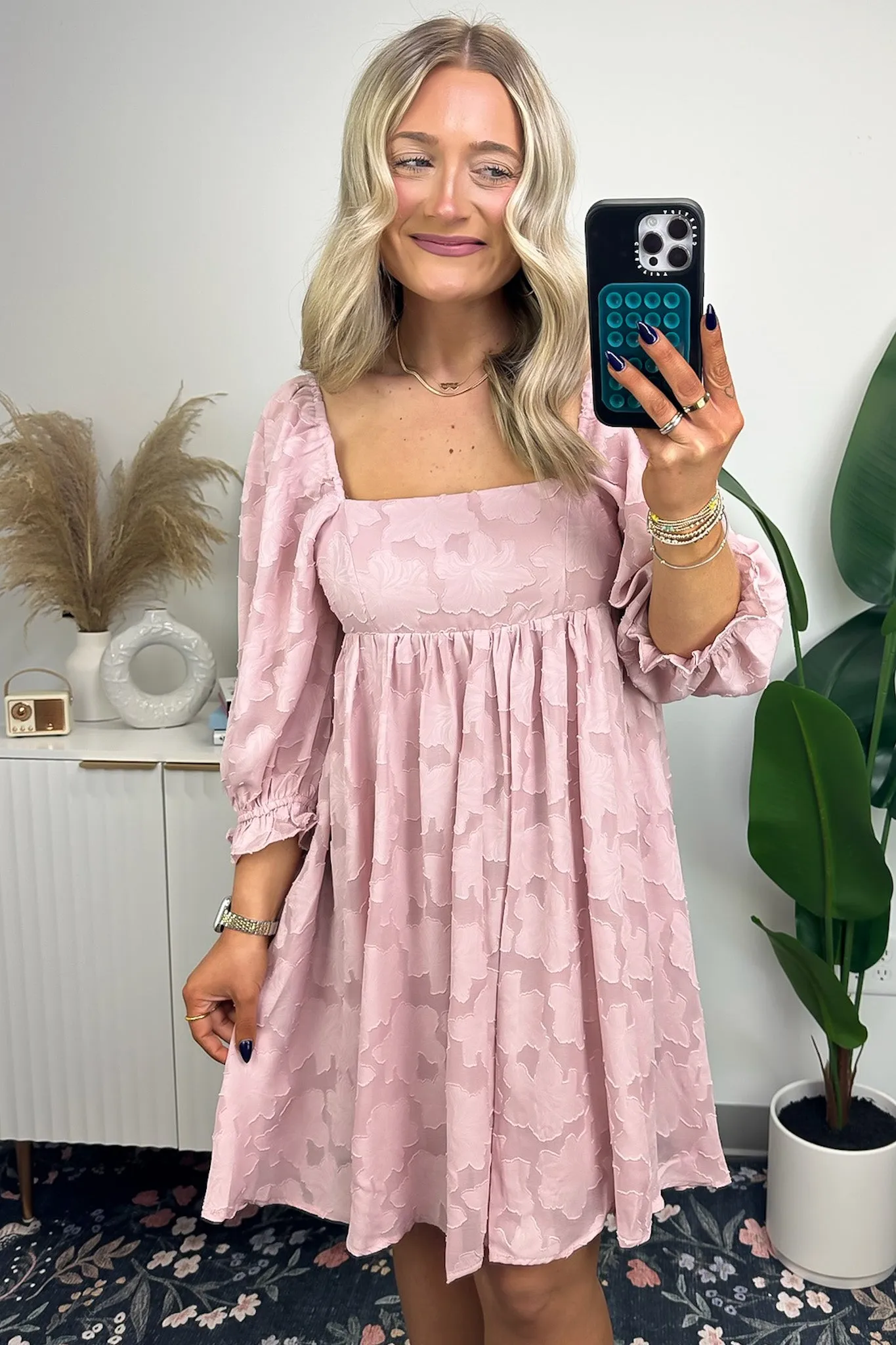Lovely Outing Square Neck Puff Sleeve Floral Dress - FINAL SALE