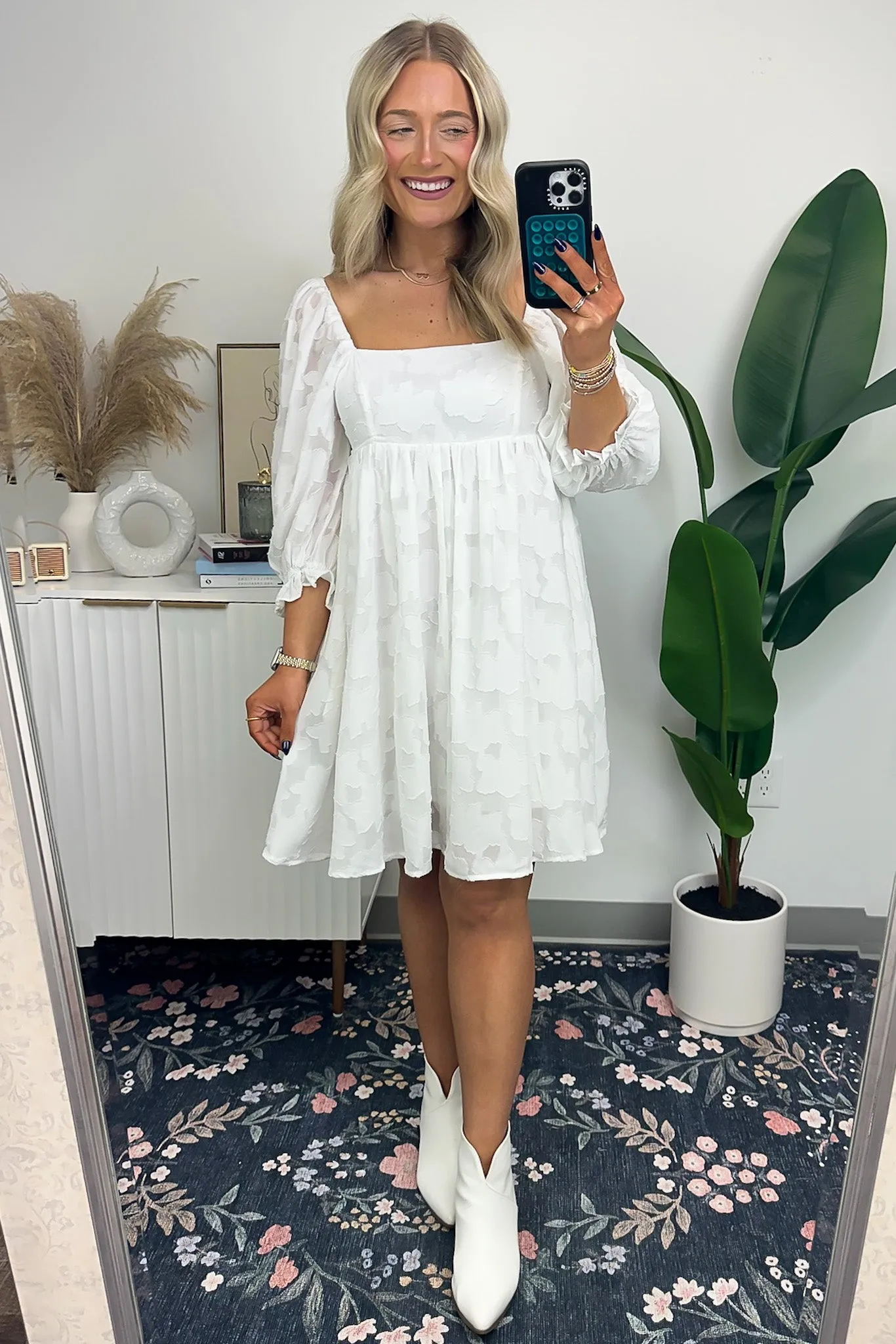 Lovely Outing Square Neck Puff Sleeve Floral Dress - FINAL SALE