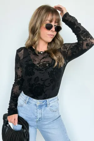 Lovely Silhouette Floral Lace Mesh Top - FINAL SALE