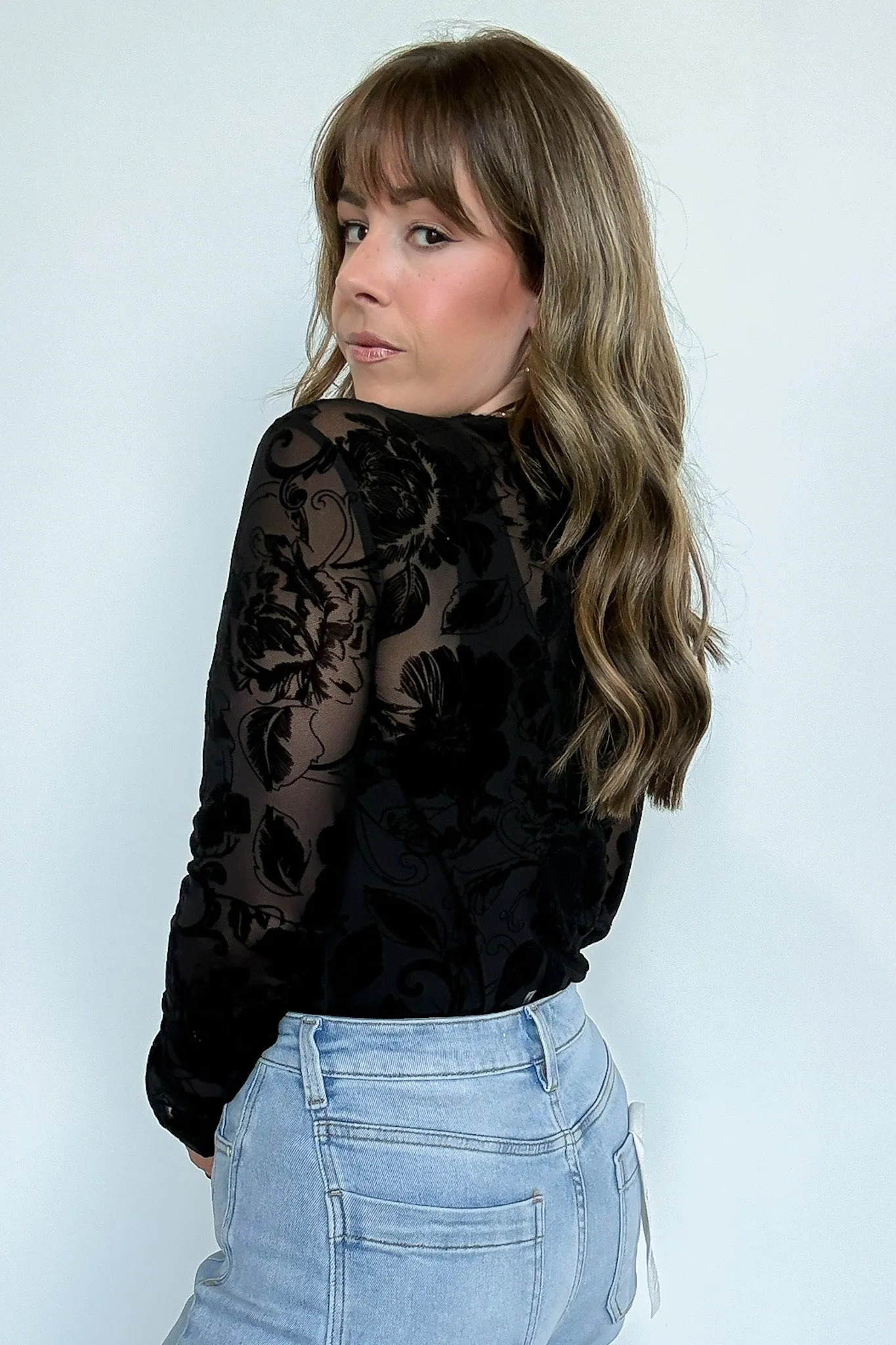 Lovely Silhouette Floral Lace Mesh Top - FINAL SALE