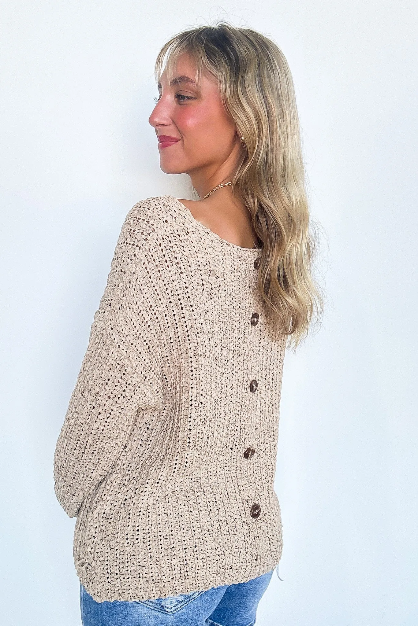 Luci Button Detail Knit Sweater