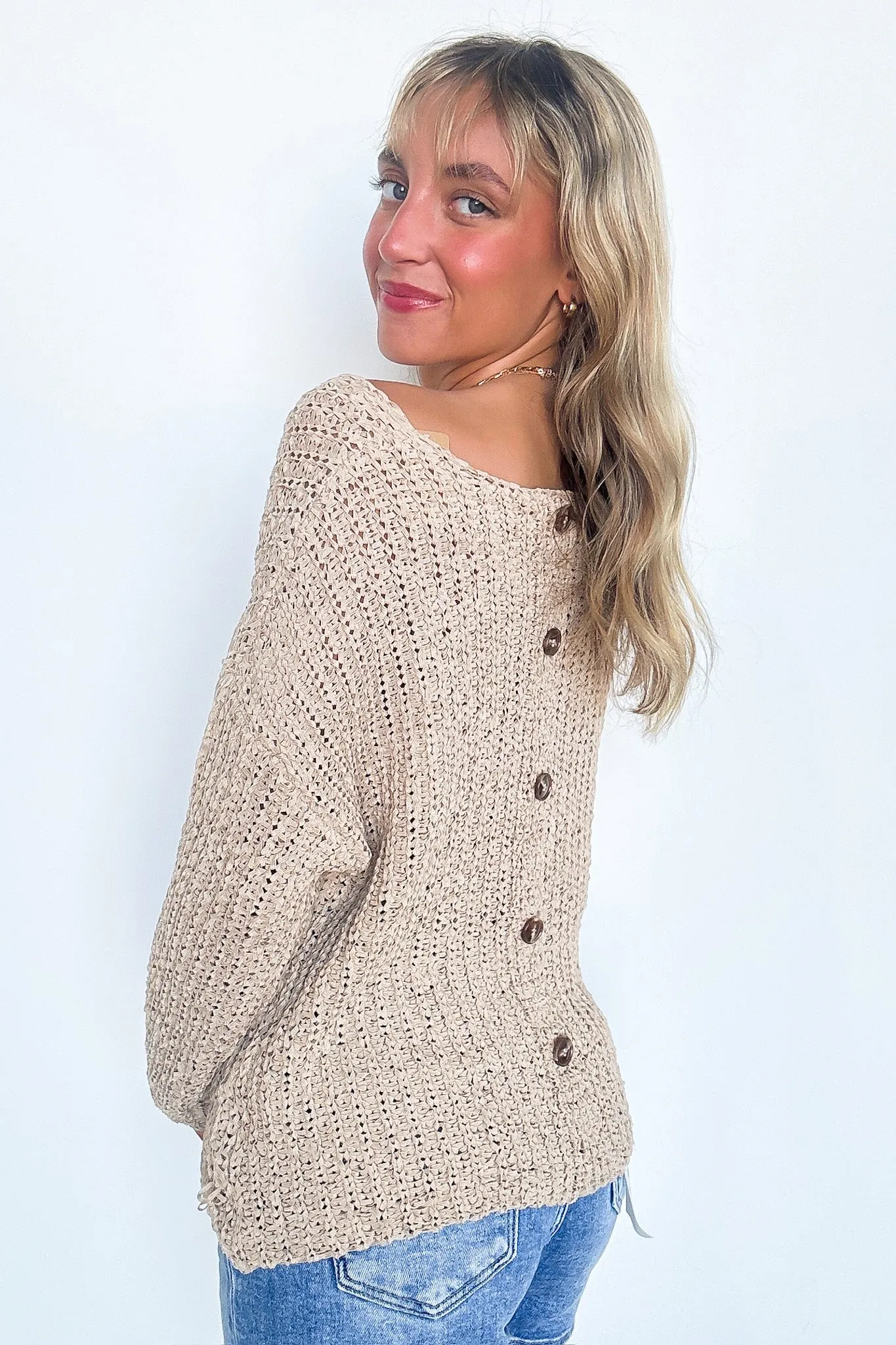 Luci Button Detail Knit Sweater