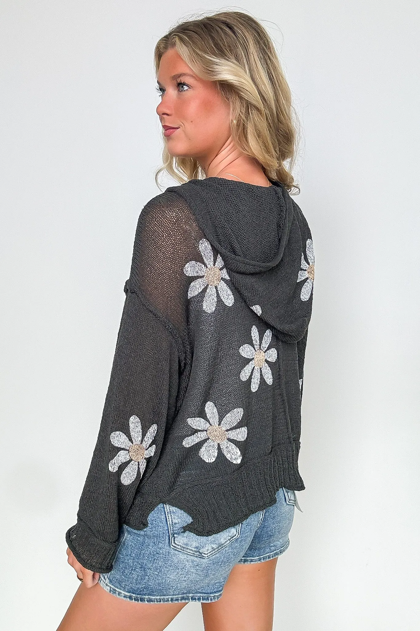Lucia Floral Knit Hooded Sweater
