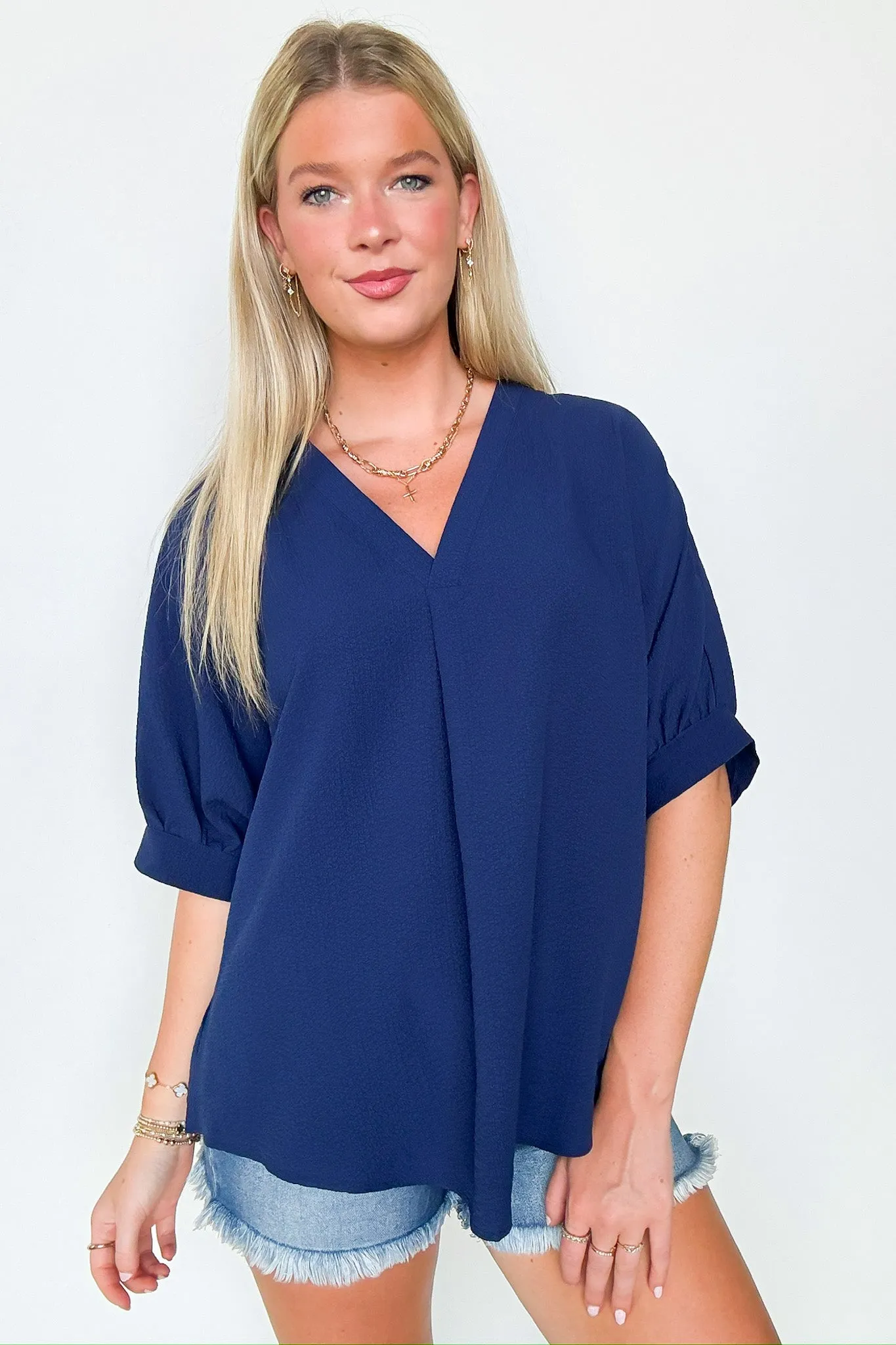Lucie V-Neck Flowy Blouse Top - FINAL SALE