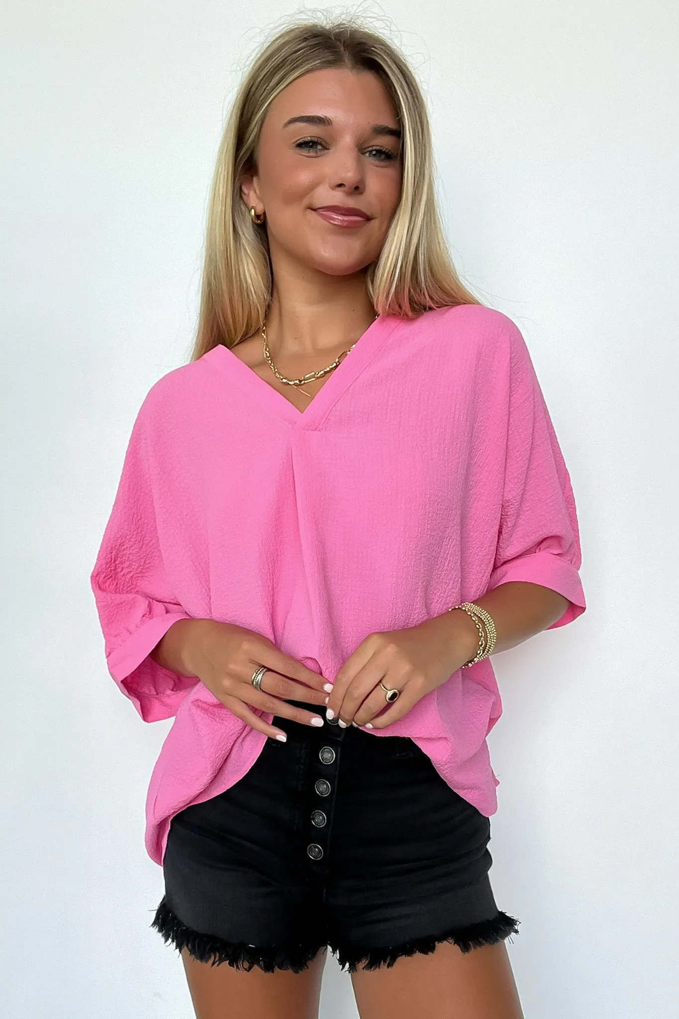 Lucie V-Neck Flowy Blouse Top - FINAL SALE