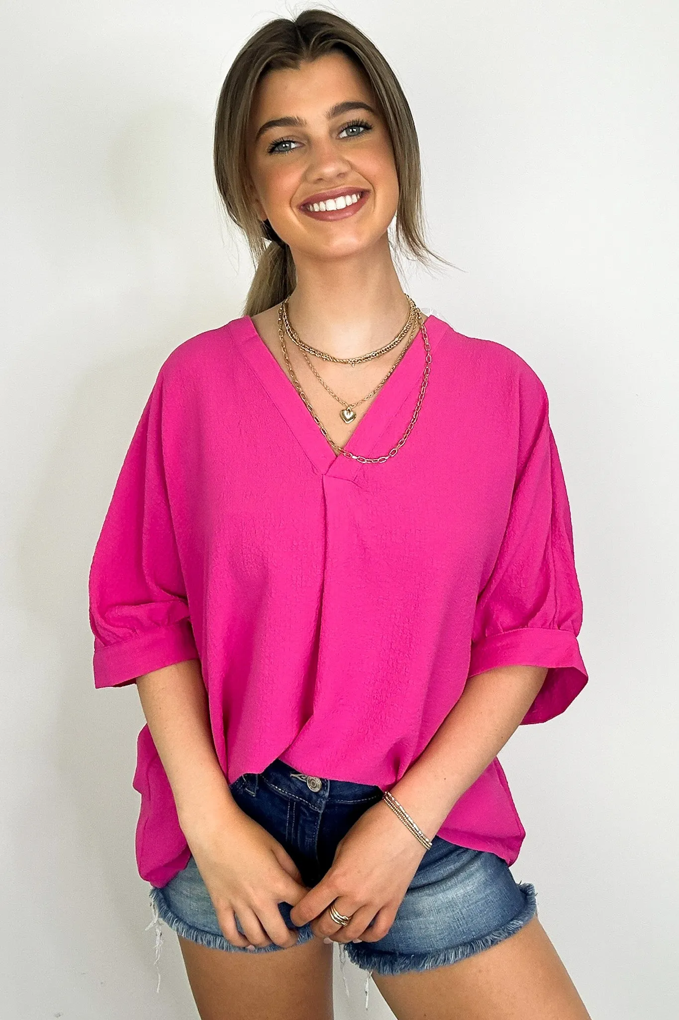 Lucie V-Neck Flowy Blouse Top - FINAL SALE