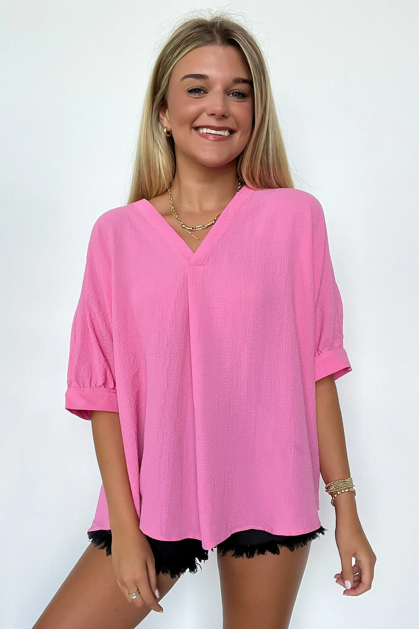 Lucie V-Neck Flowy Blouse Top - FINAL SALE