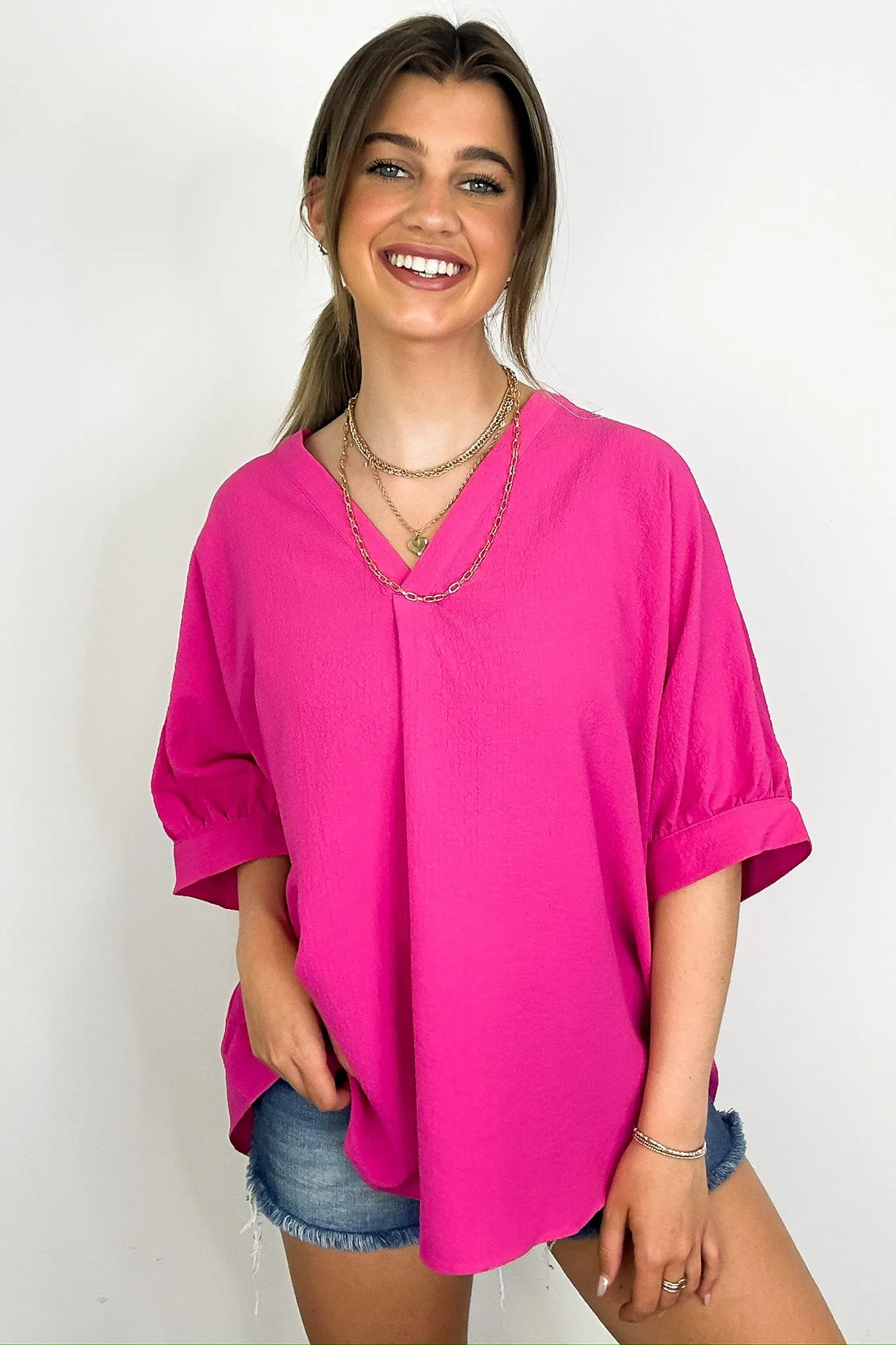 Lucie V-Neck Flowy Blouse Top - FINAL SALE