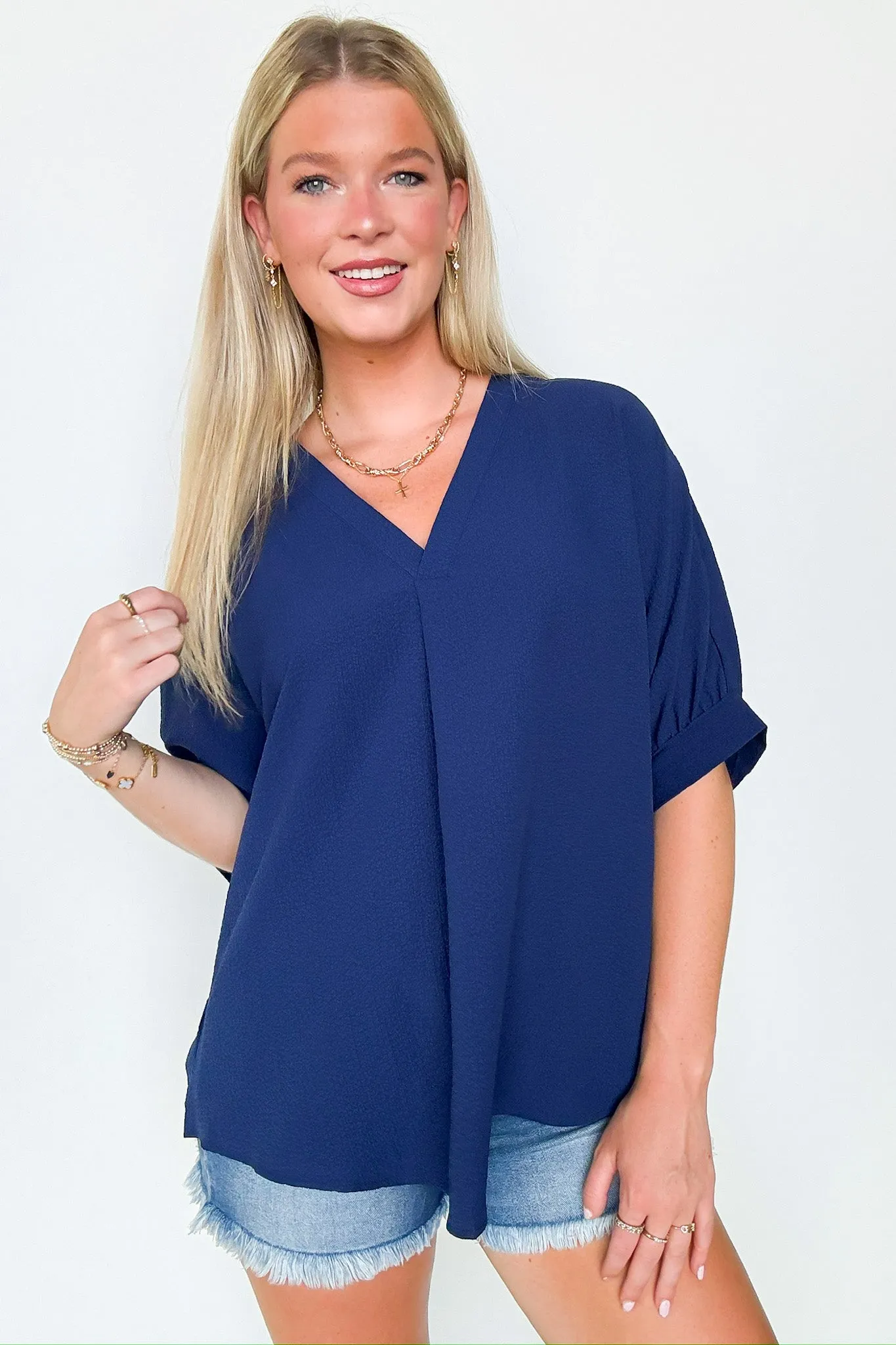 Lucie V-Neck Flowy Blouse Top - FINAL SALE