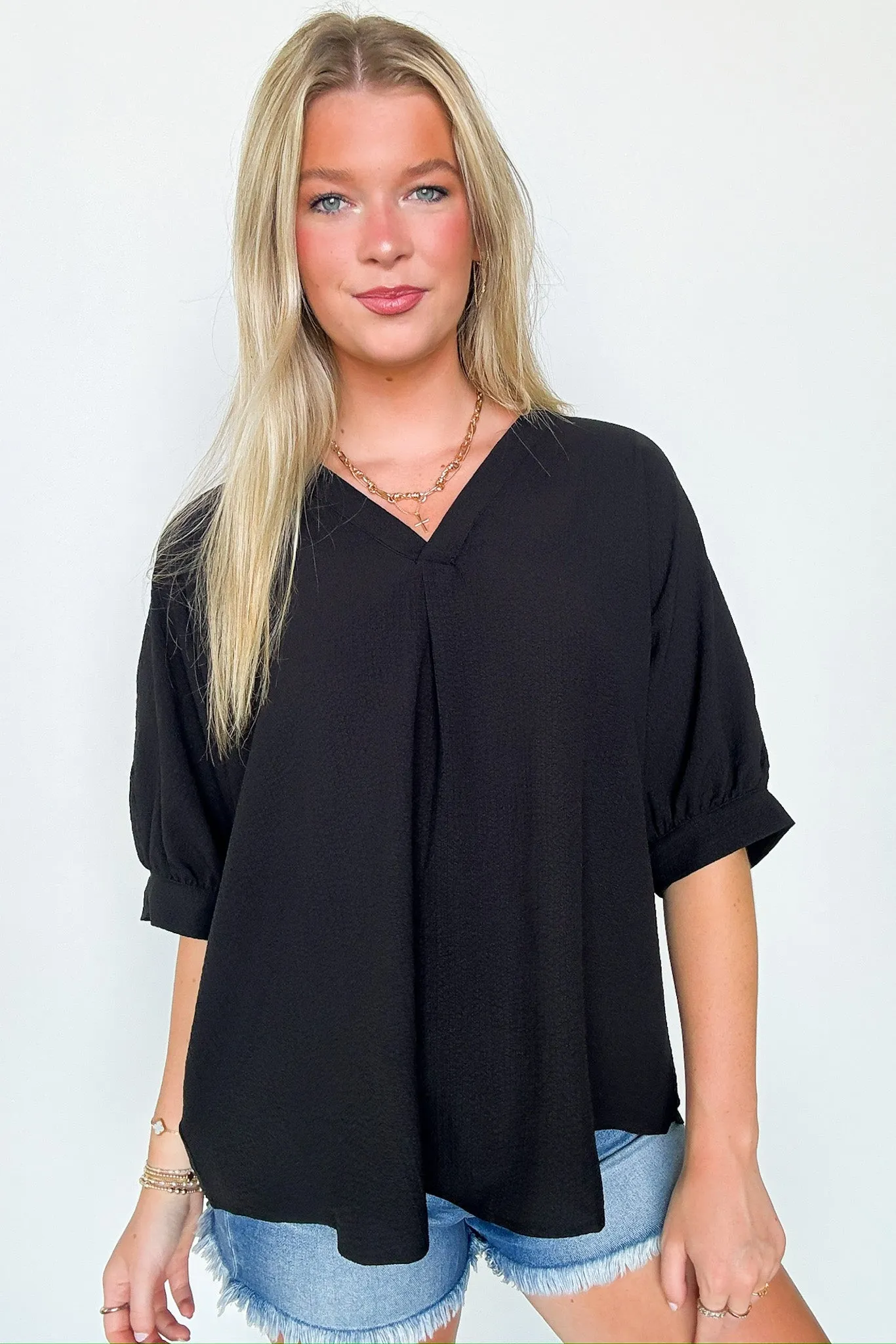 Lucie V-Neck Flowy Blouse Top - FINAL SALE