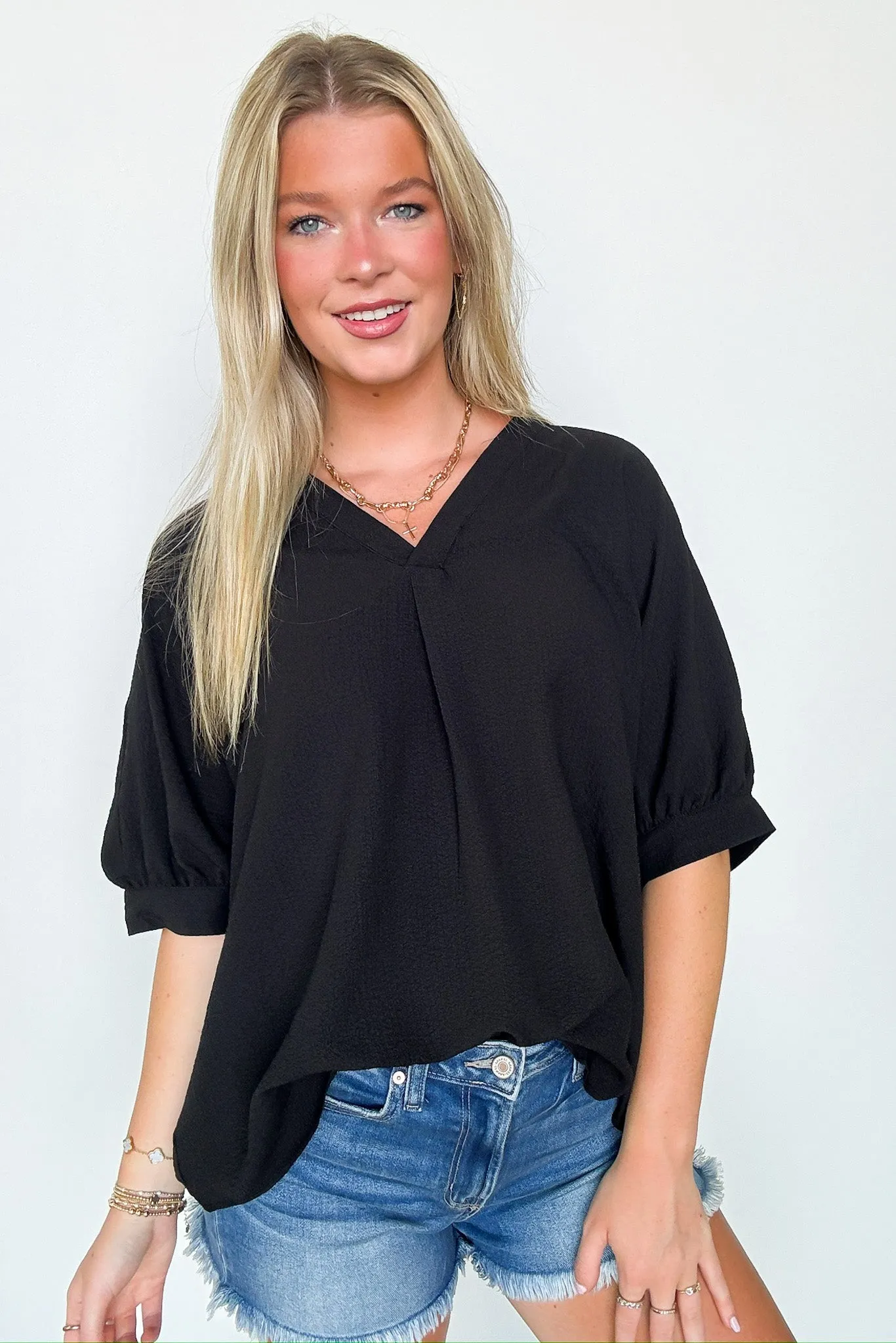 Lucie V-Neck Flowy Blouse Top - FINAL SALE