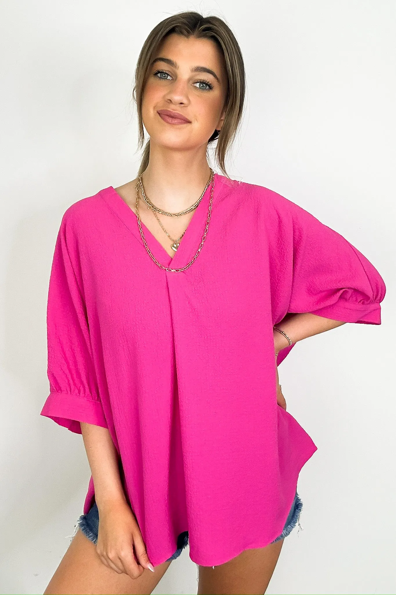 Lucie V-Neck Flowy Blouse Top - FINAL SALE