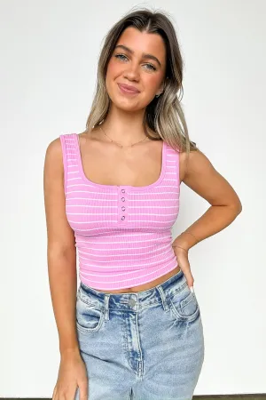 Lydiah Striped Button Tank Top - FINAL SALE