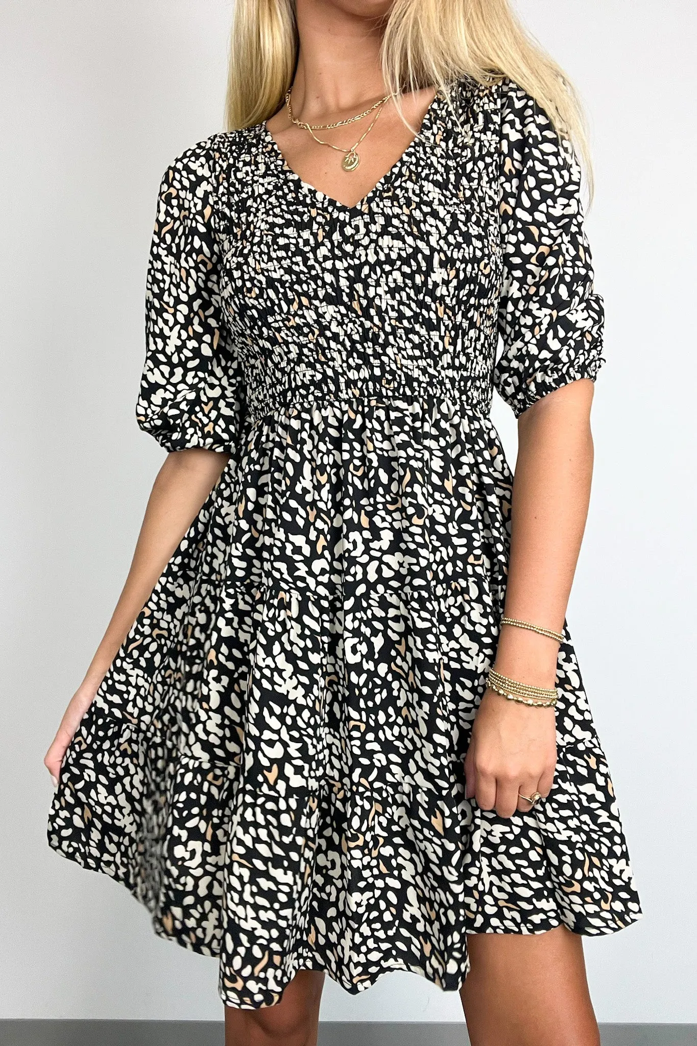 Lyricah Animal Print Smocked Dress - FINAL SALE