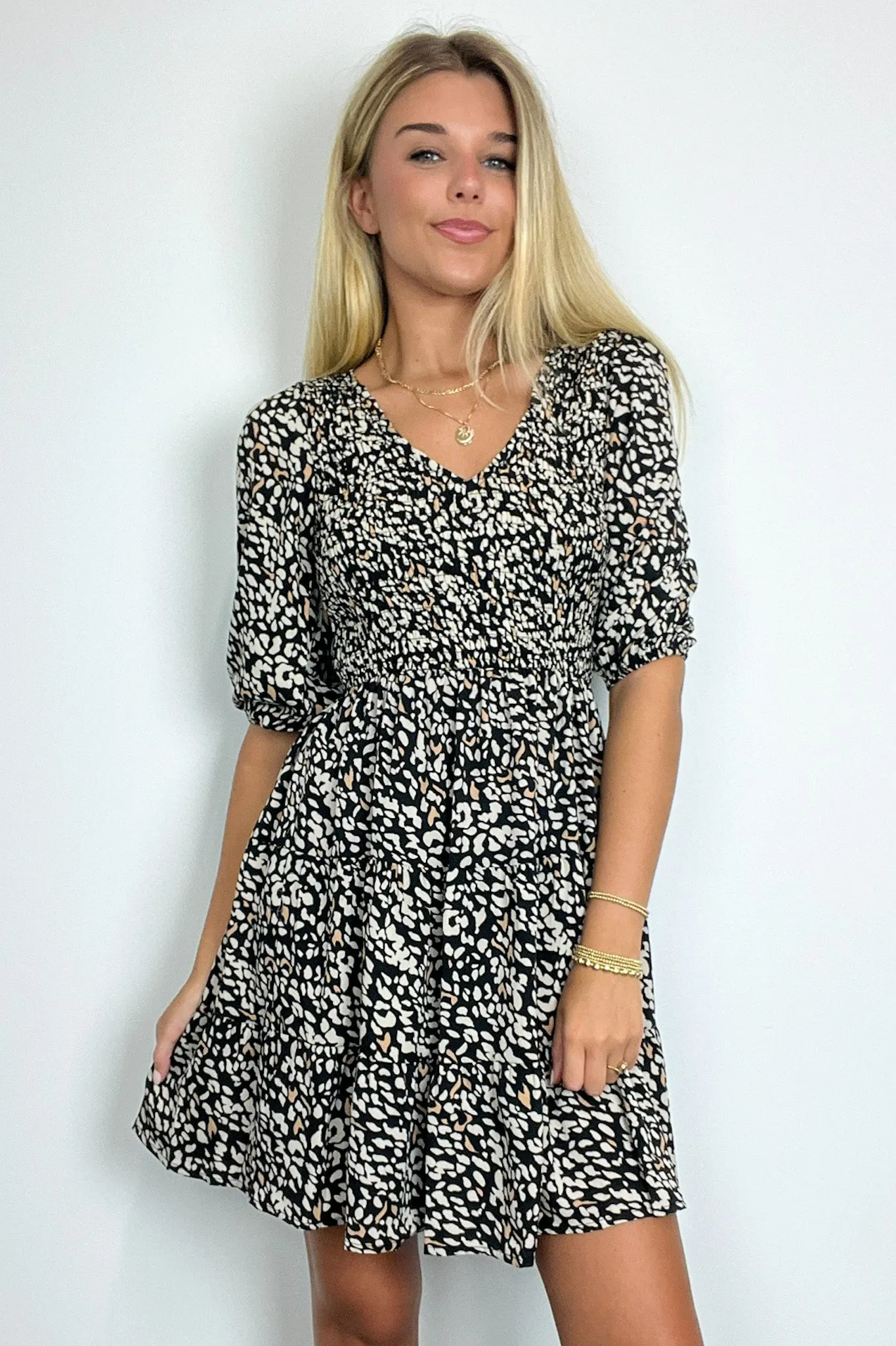 Lyricah Animal Print Smocked Dress - FINAL SALE