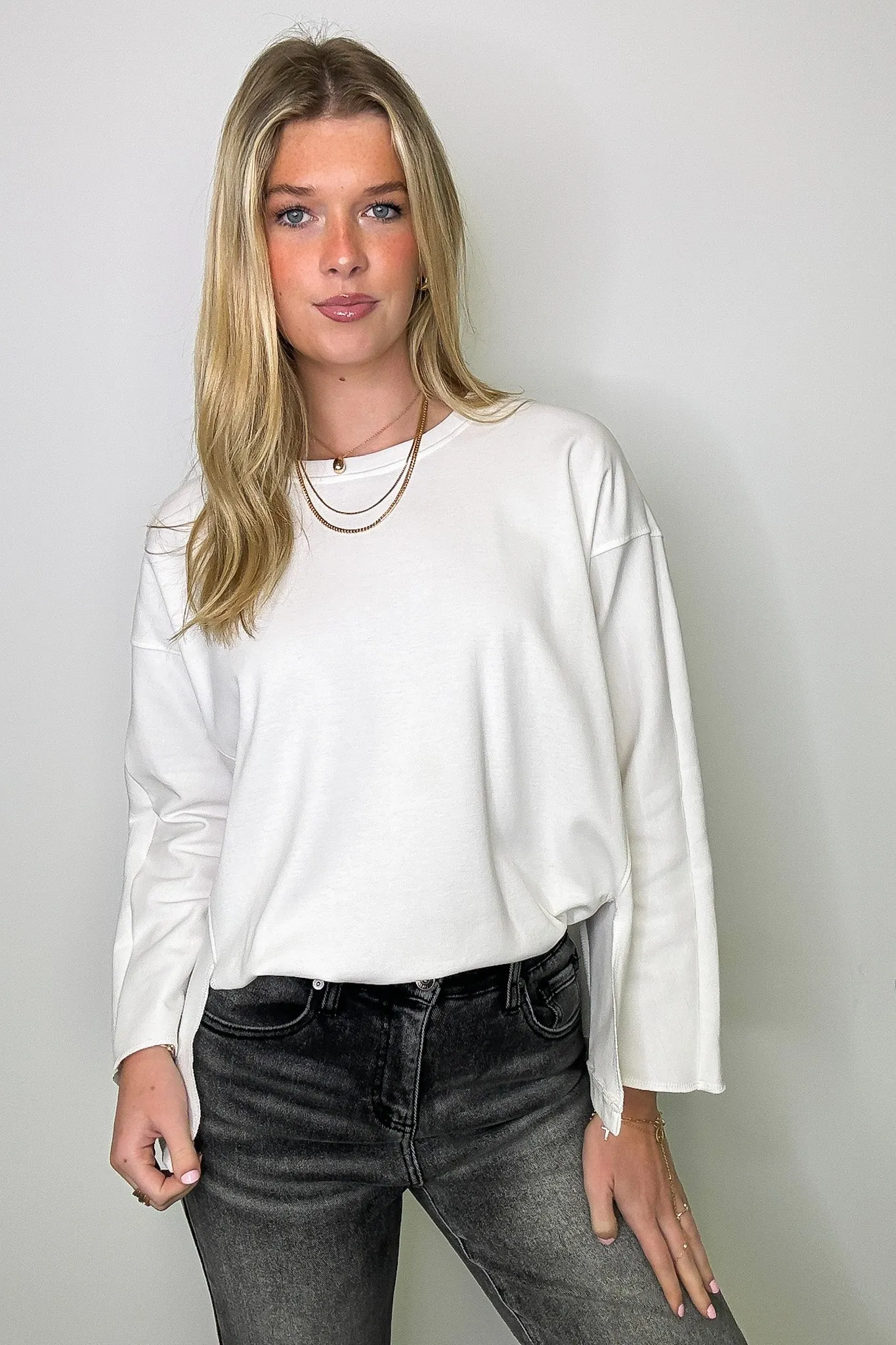Madelyn Round Neck Side Slit Top