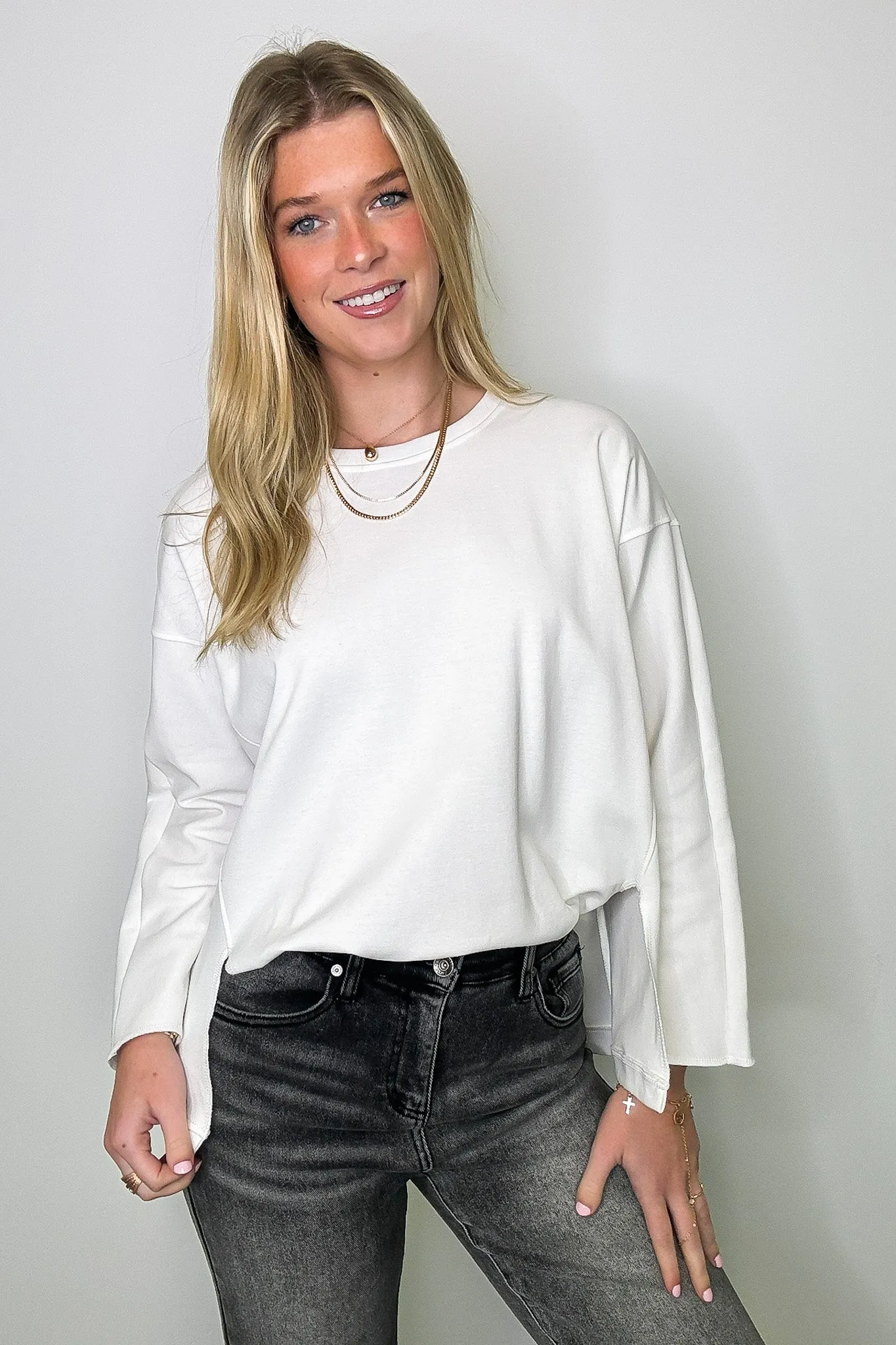 Madelyn Round Neck Side Slit Top