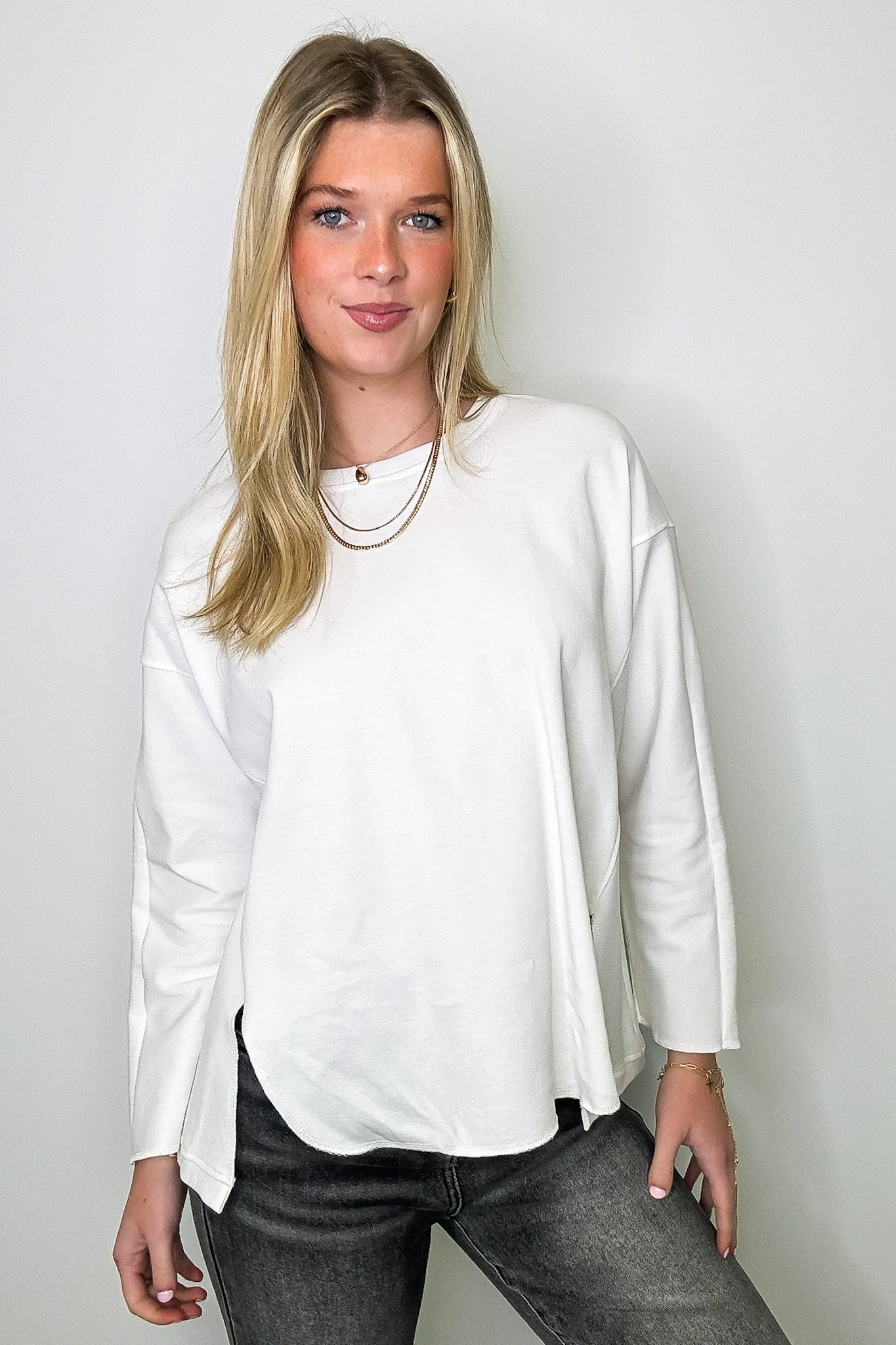 Madelyn Round Neck Side Slit Top