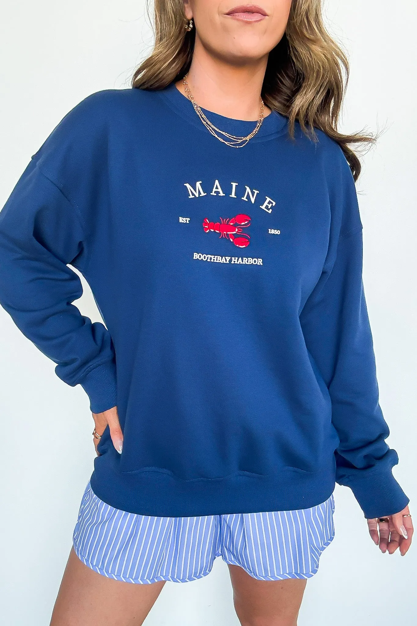 Maine Boothbay Harbor Embroidered Pullover