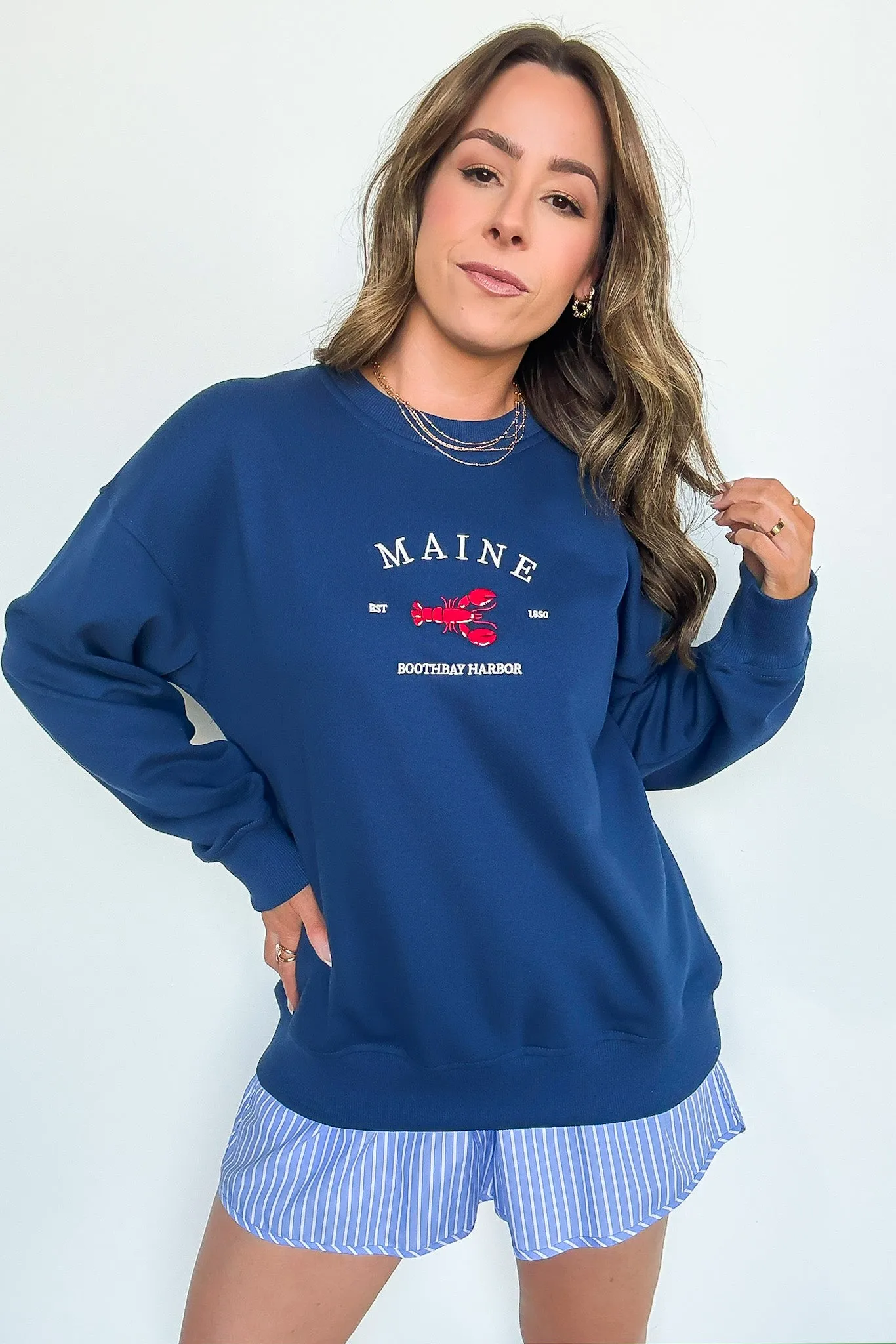Maine Boothbay Harbor Embroidered Pullover