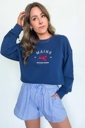 Maine Boothbay Harbor Embroidered Pullover
