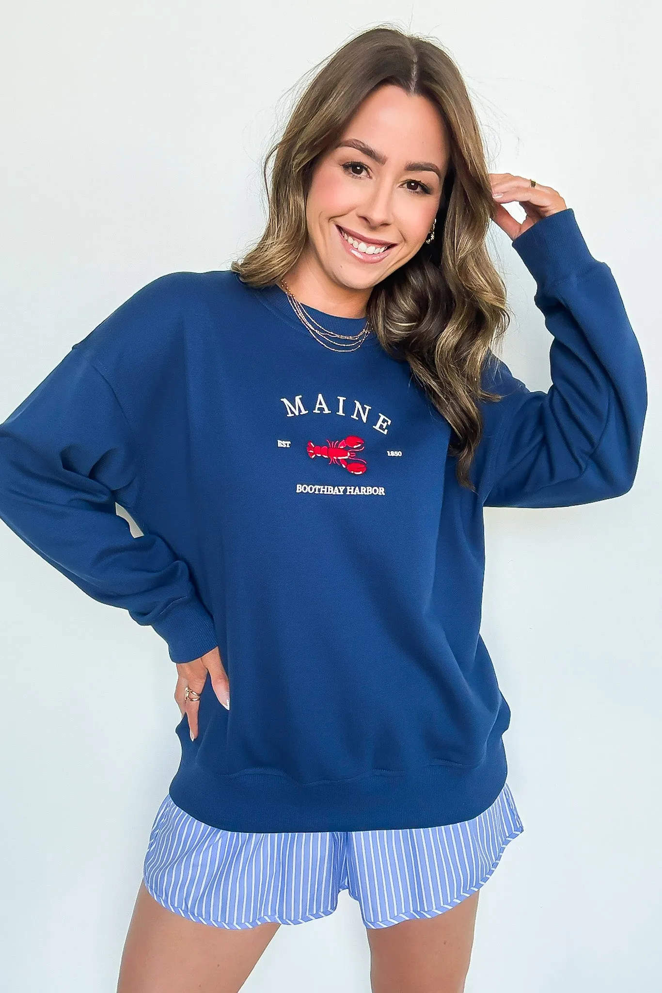 Maine Boothbay Harbor Embroidered Pullover