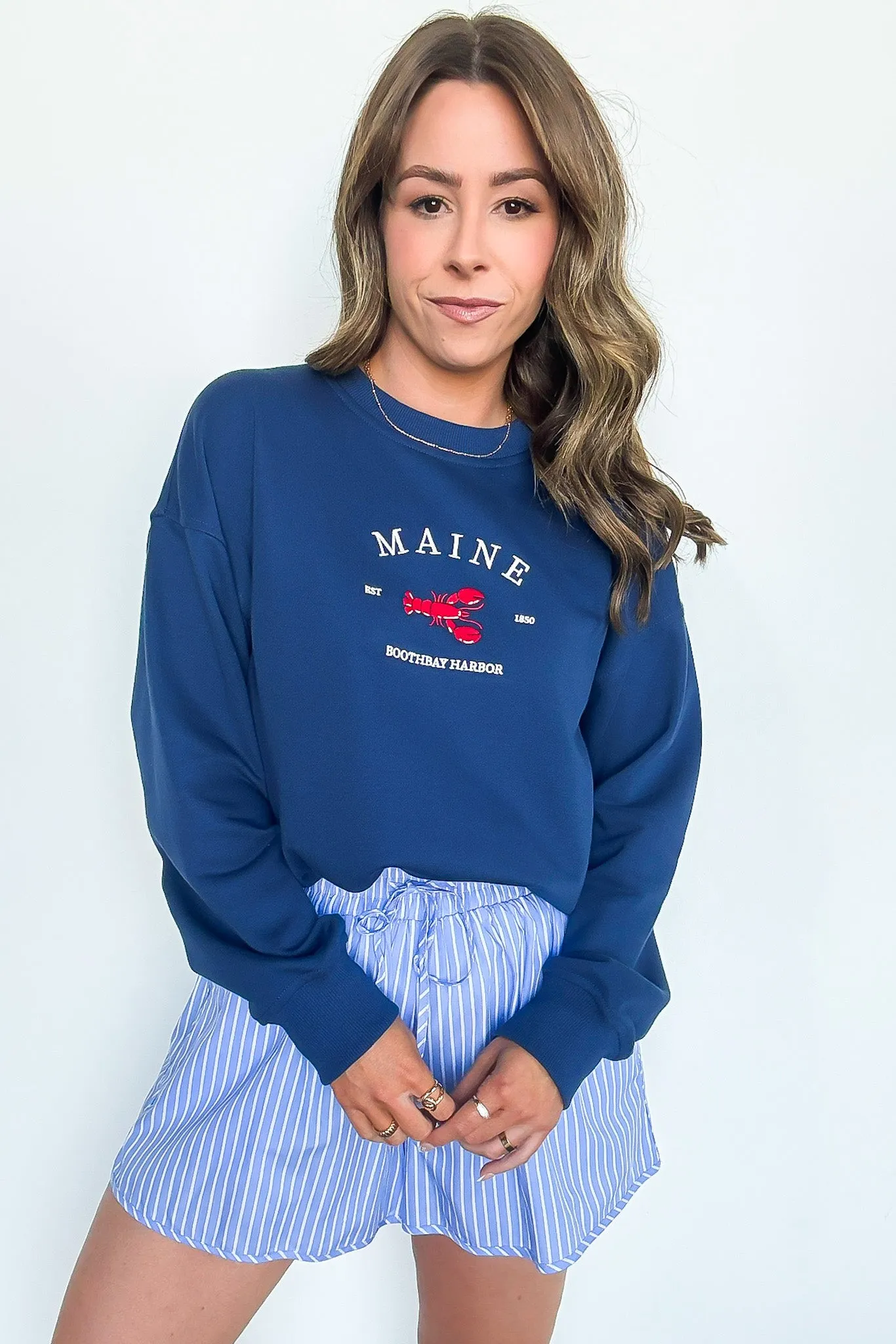 Maine Boothbay Harbor Embroidered Pullover