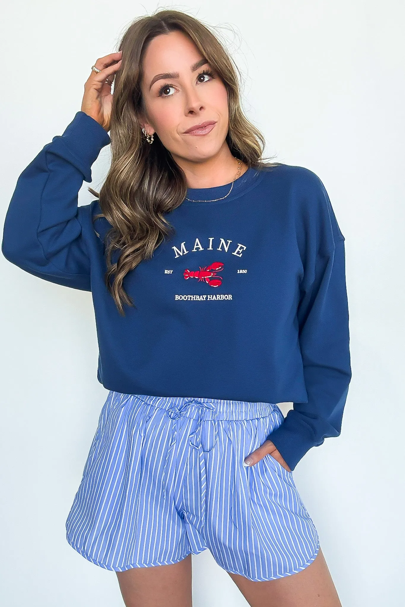 Maine Boothbay Harbor Embroidered Pullover