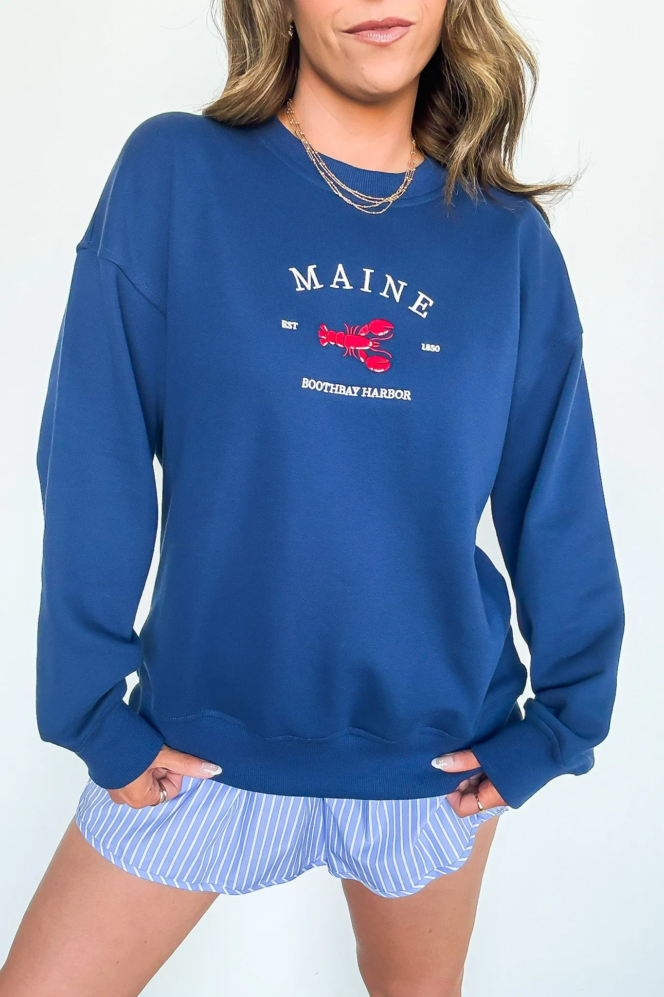 Maine Boothbay Harbor Embroidered Pullover