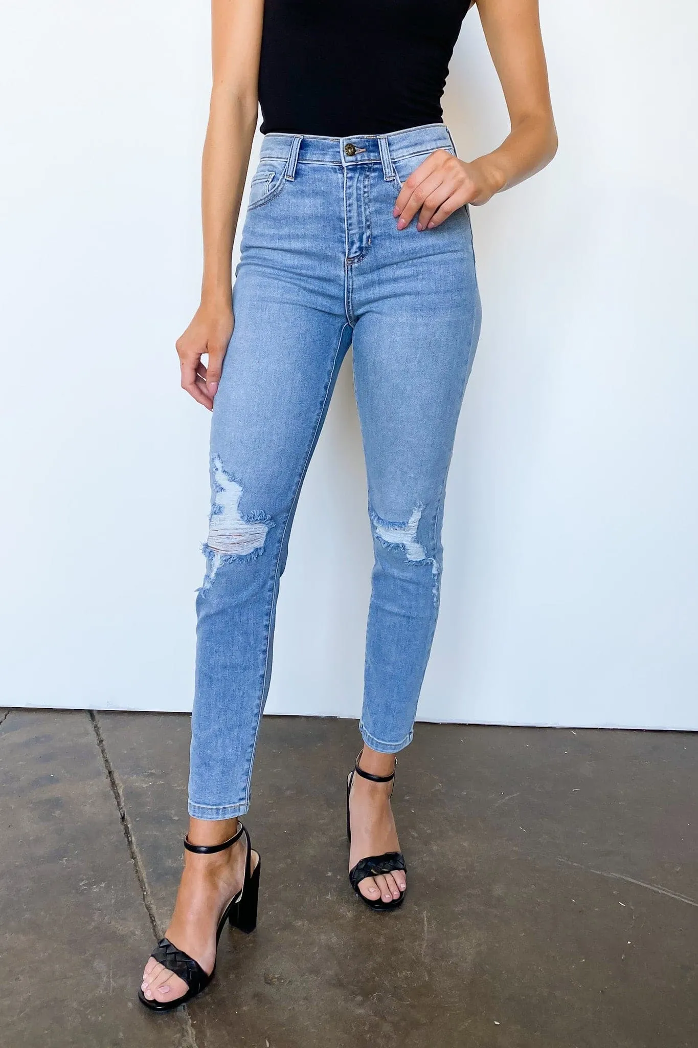 Maliha Vintage High Rise Distressed Jeans - FINAL SALE