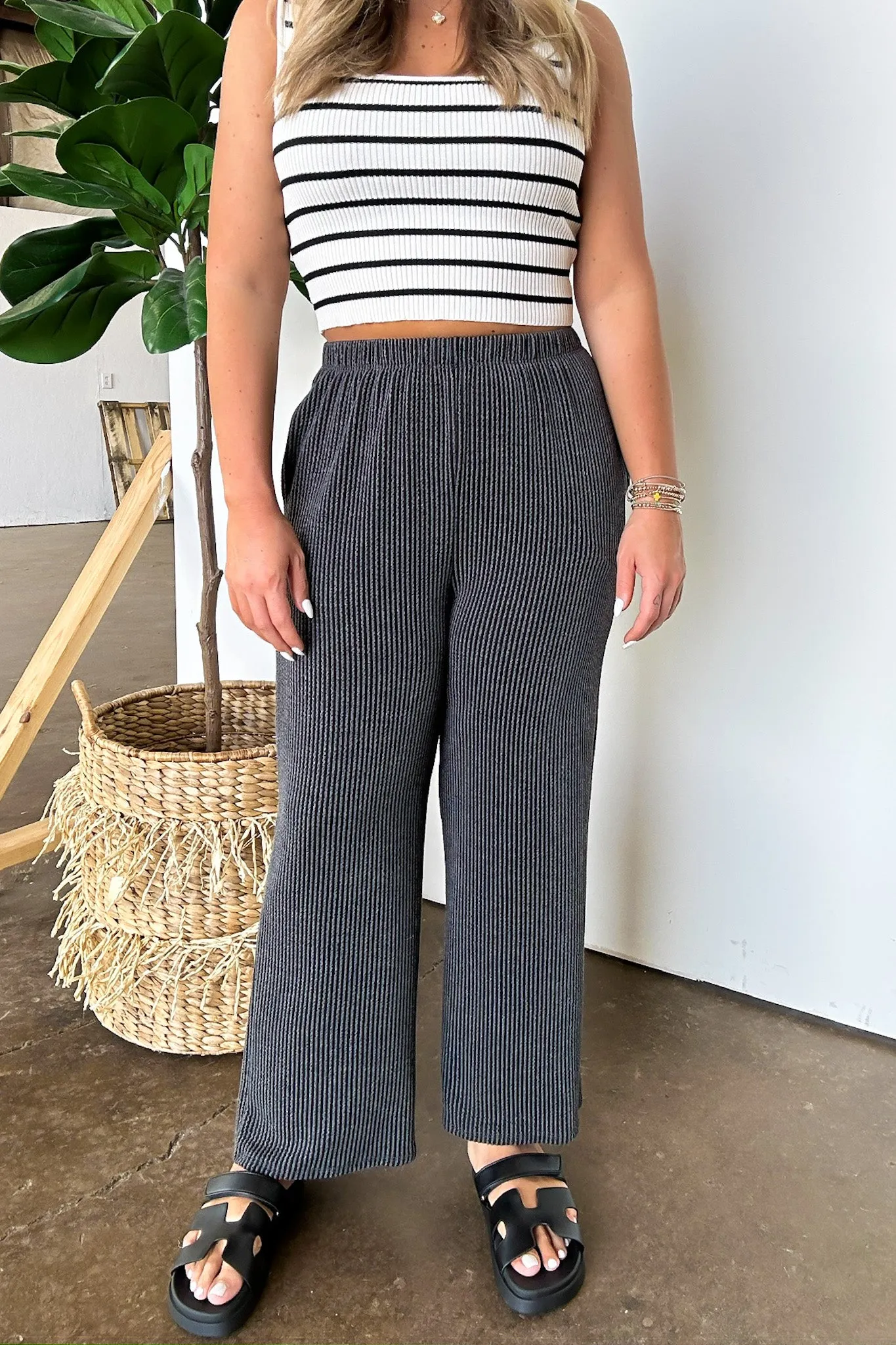 Manifest Ribbed Straight Leg Pants - FINAL SALE